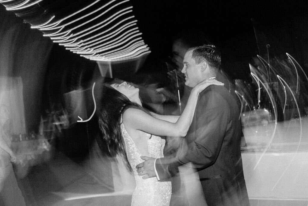 Bride and groom dancing at Rancho Santa Fe wedding, San Diego
