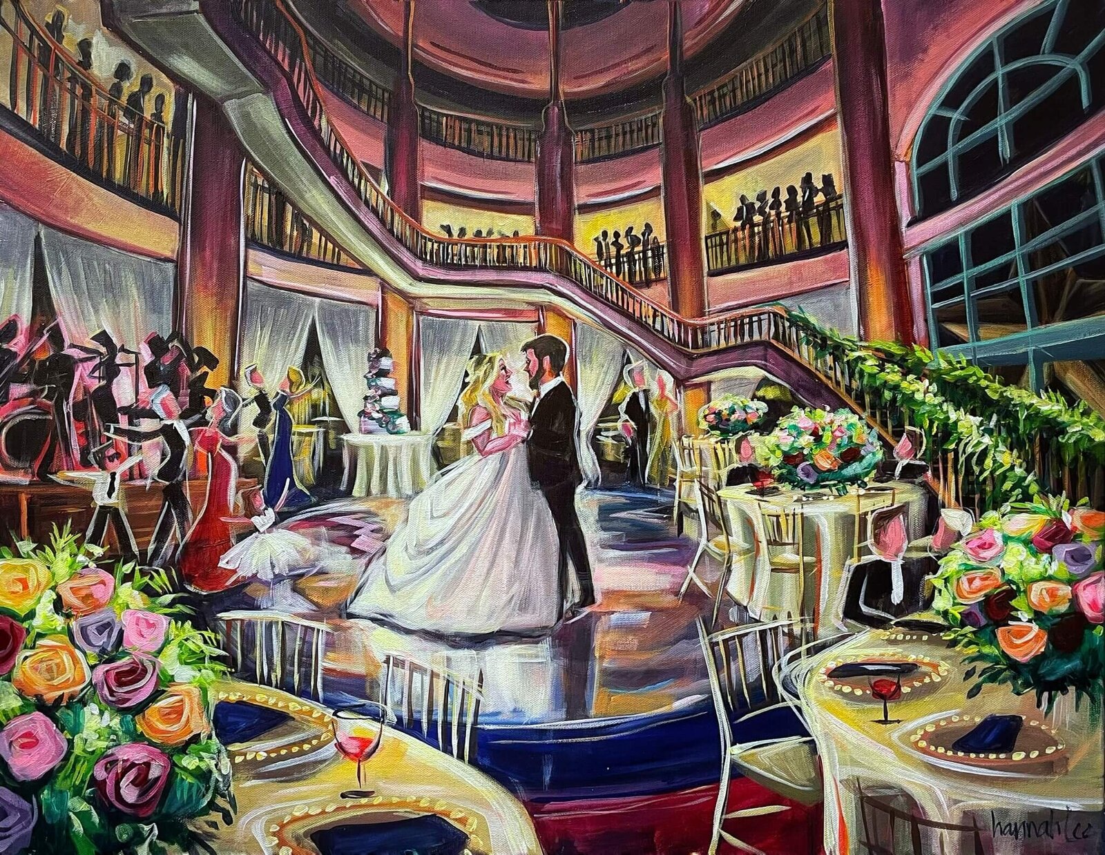 Live Wedding Painting of Bob Bullock Museum wedding reception - Clodfelter