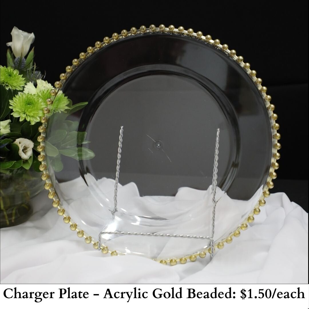 Charger Plate-Acrylic Gold Beaded-657
