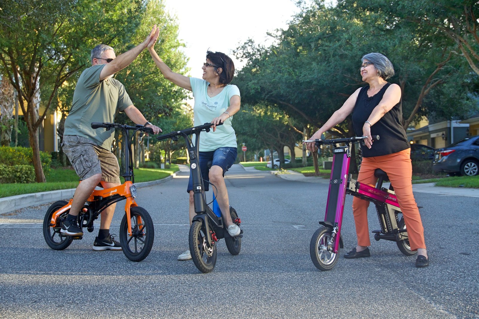 3 friends out for a joy ride on Go-Bikes