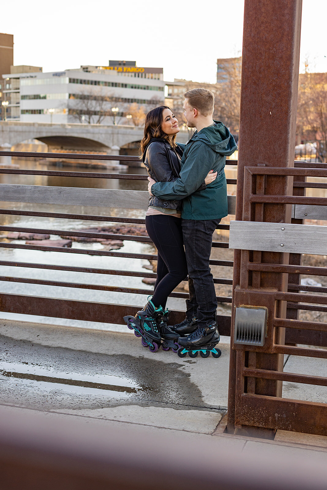 HadassahandErik- Sioux Falls South Dakota Engagement - Rollerblading the Arc of Dreams-7_websize