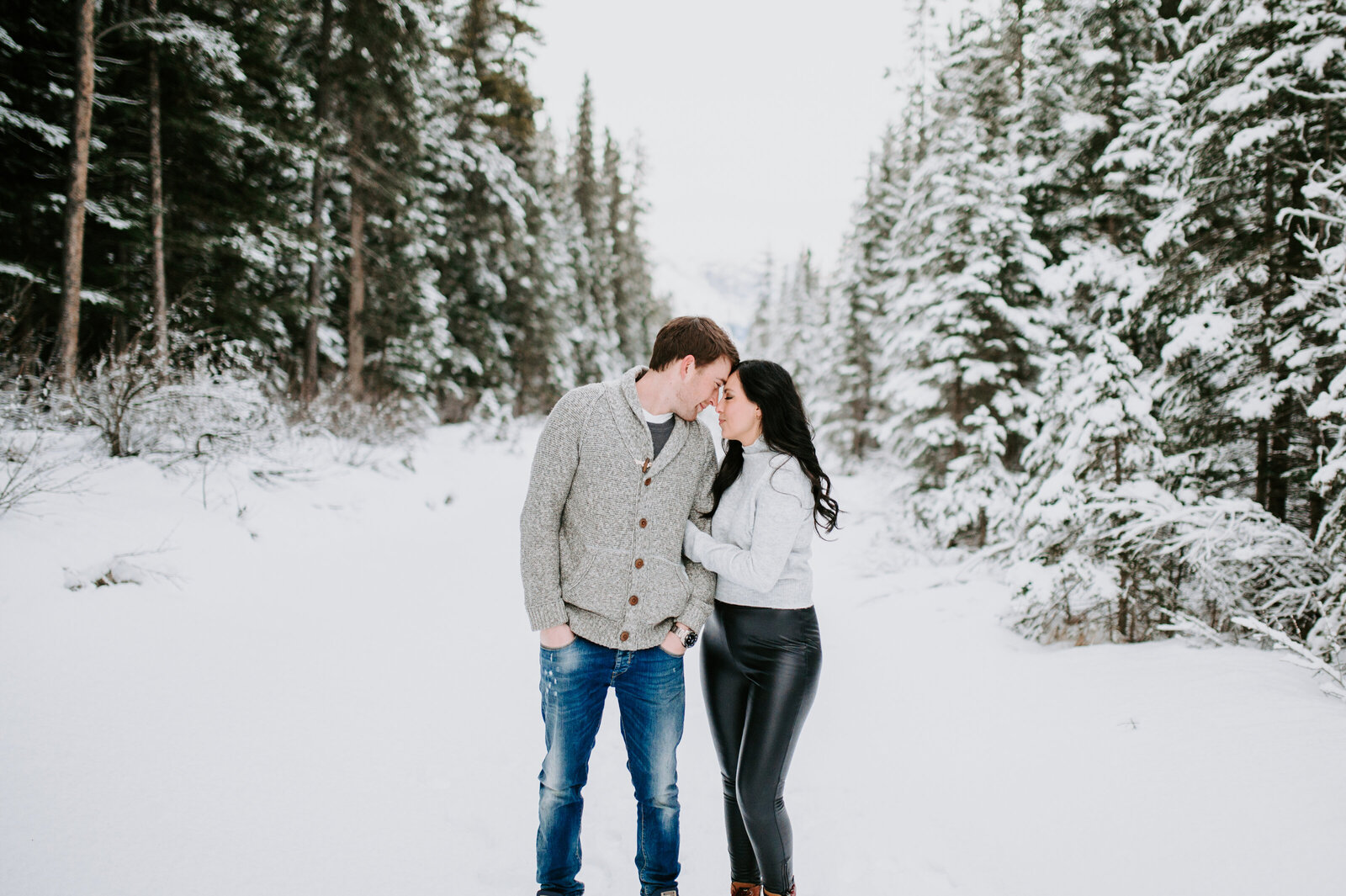 Winter Engagement Photos in the Mountains - Abraham Lake, AB