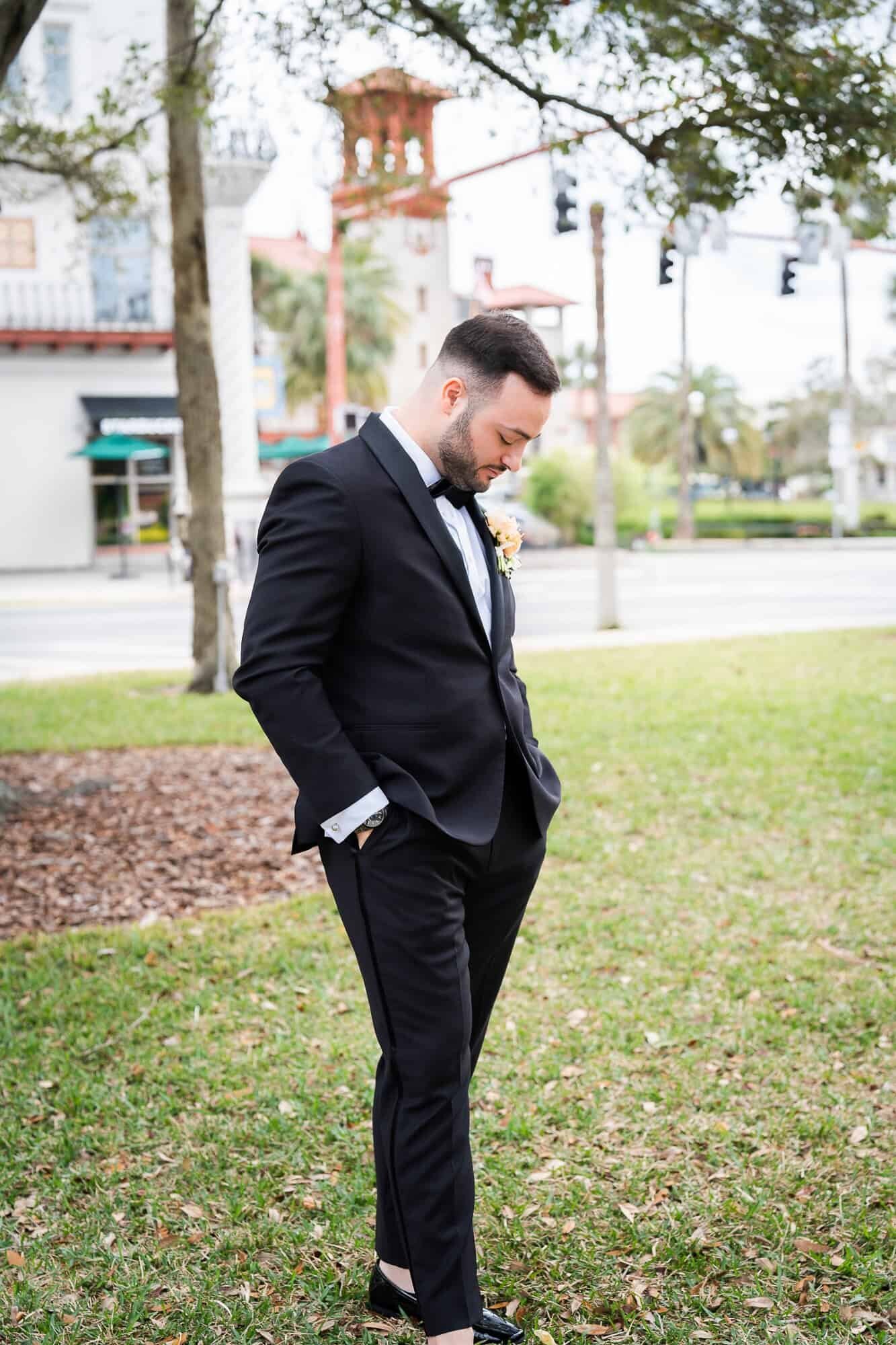 groom portraits at jewish wedding at Casa Monica in St Augustine wedding Venue