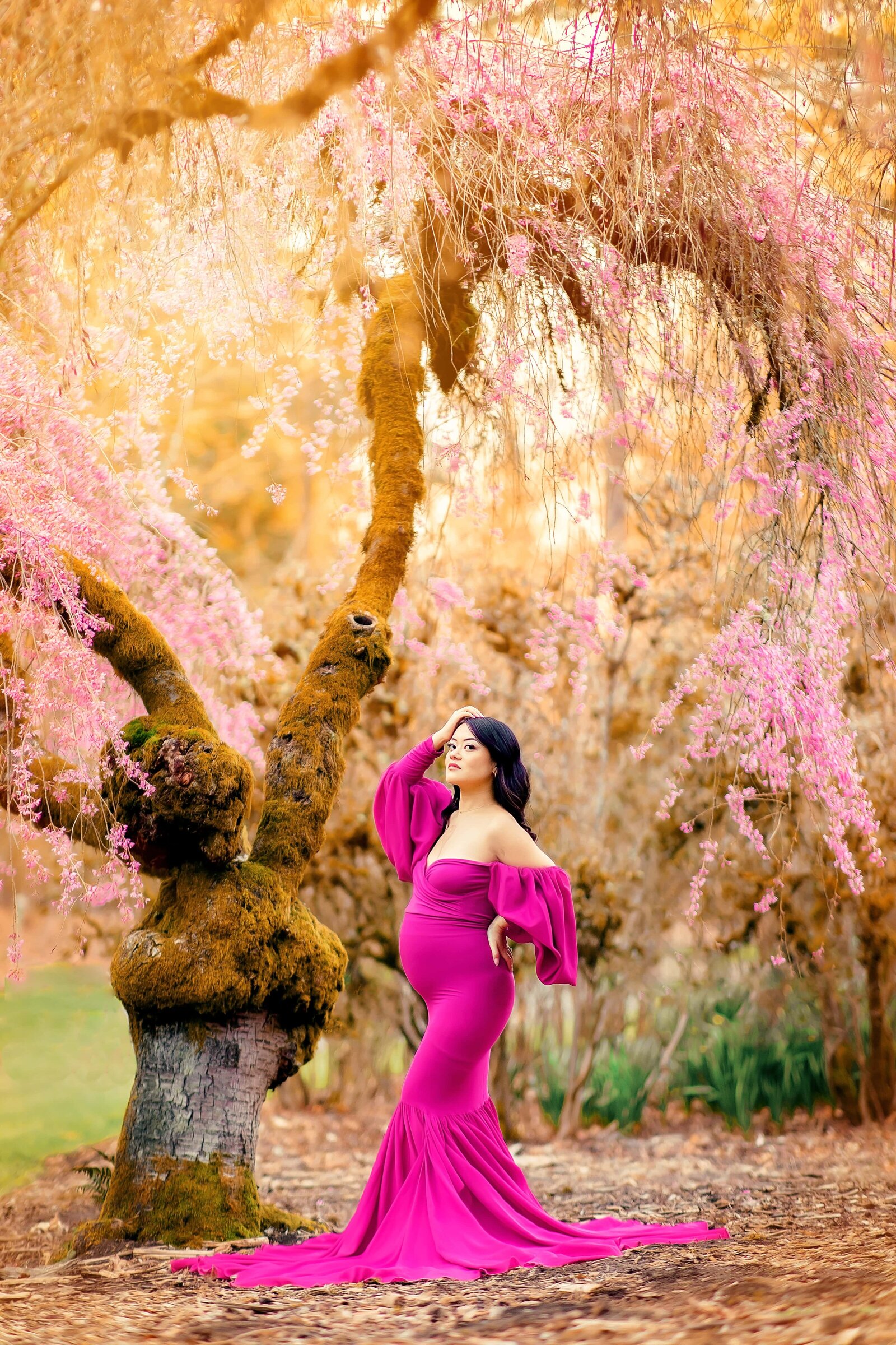 Seattle Cherry Blossom Maternity Photoshoot