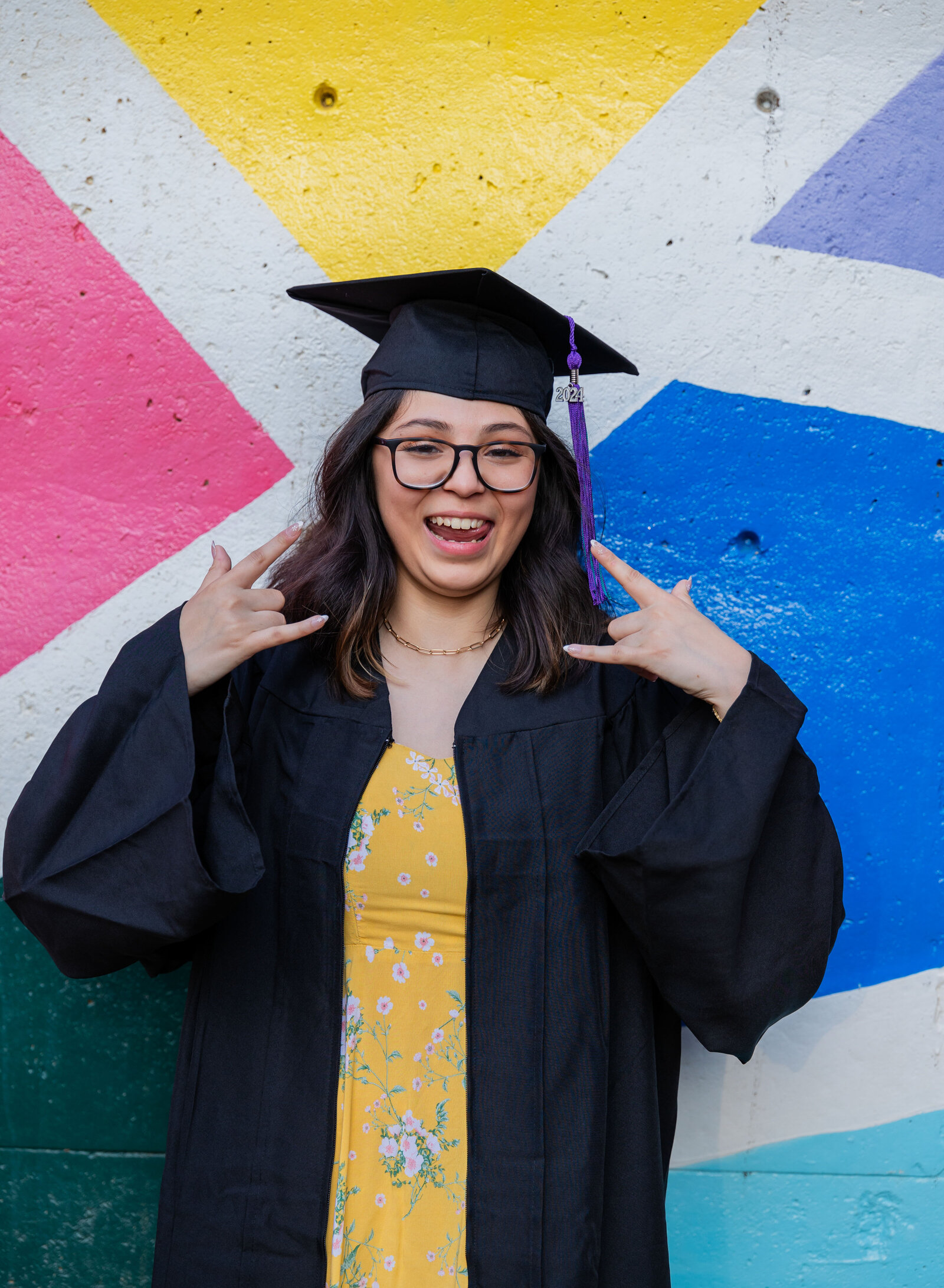senior girl rocker cap and gown