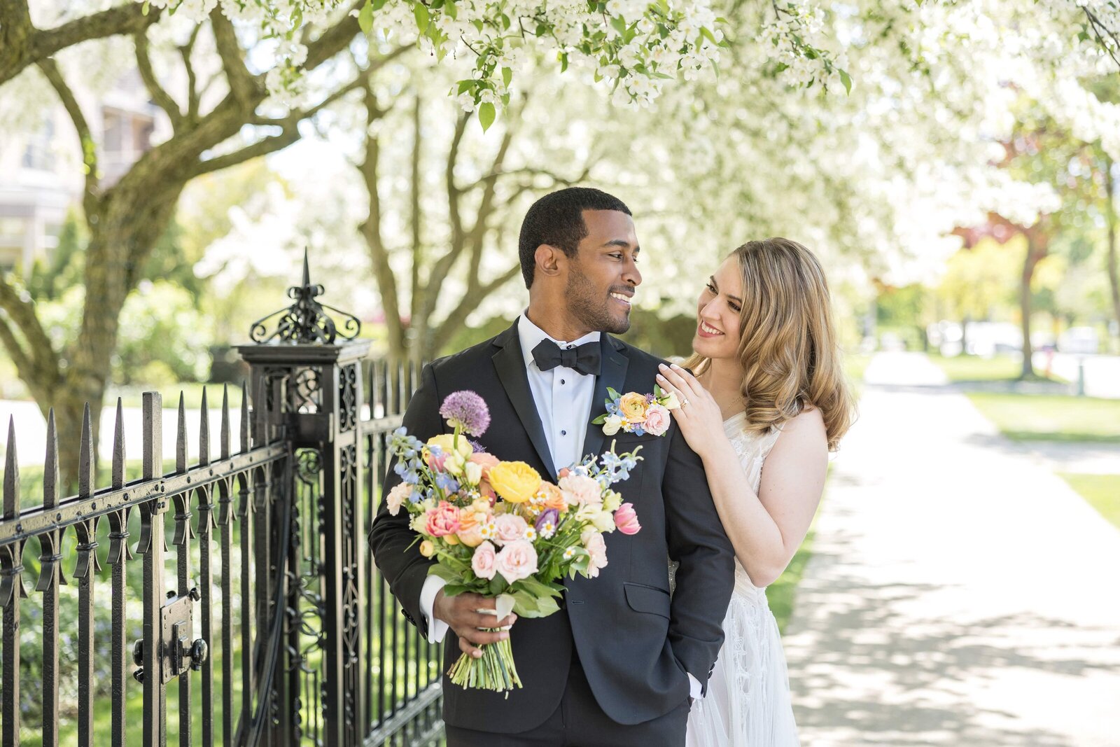 Milwaukee Spring wedding couple