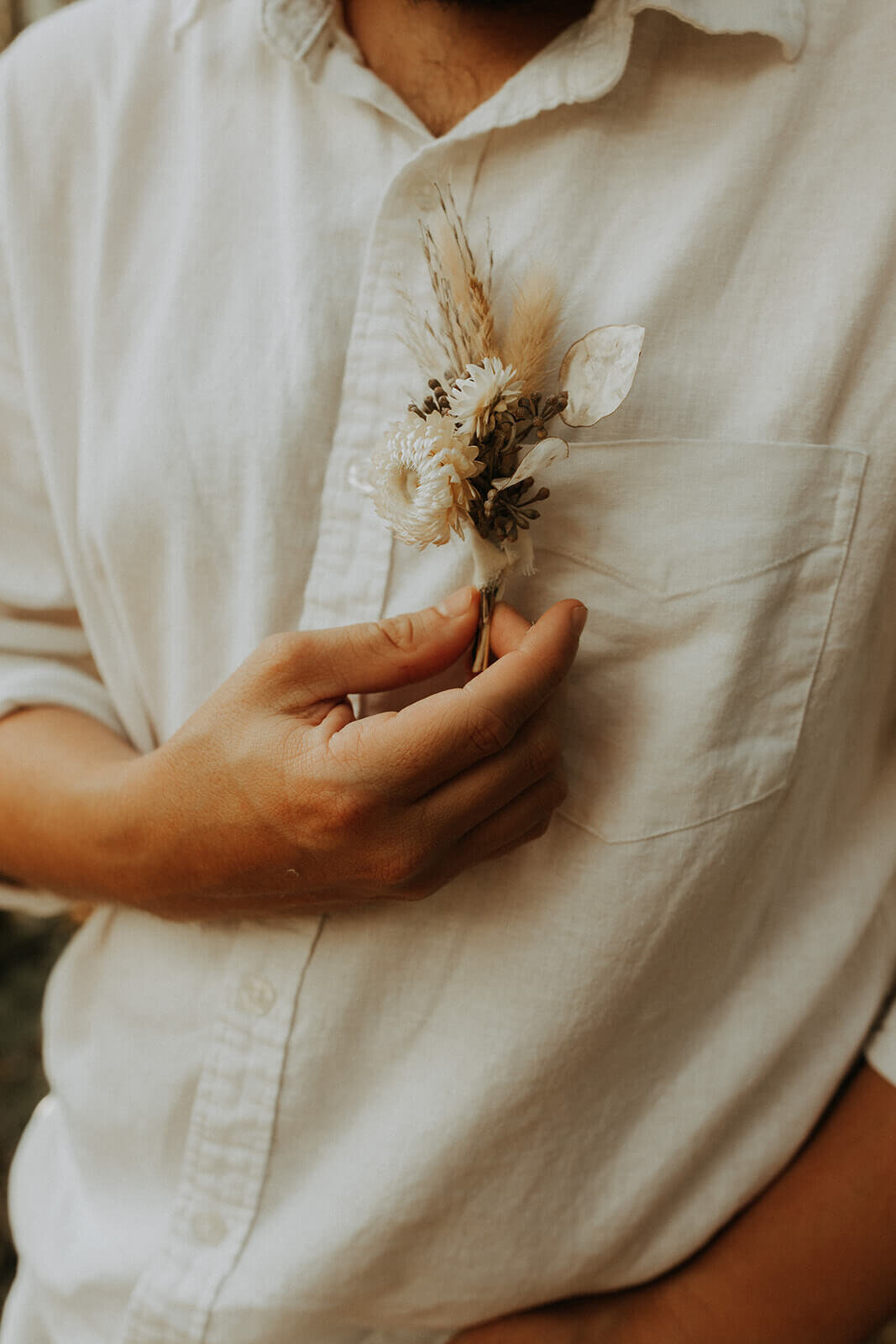 boho boutonniere by Rainbow Roots Florals