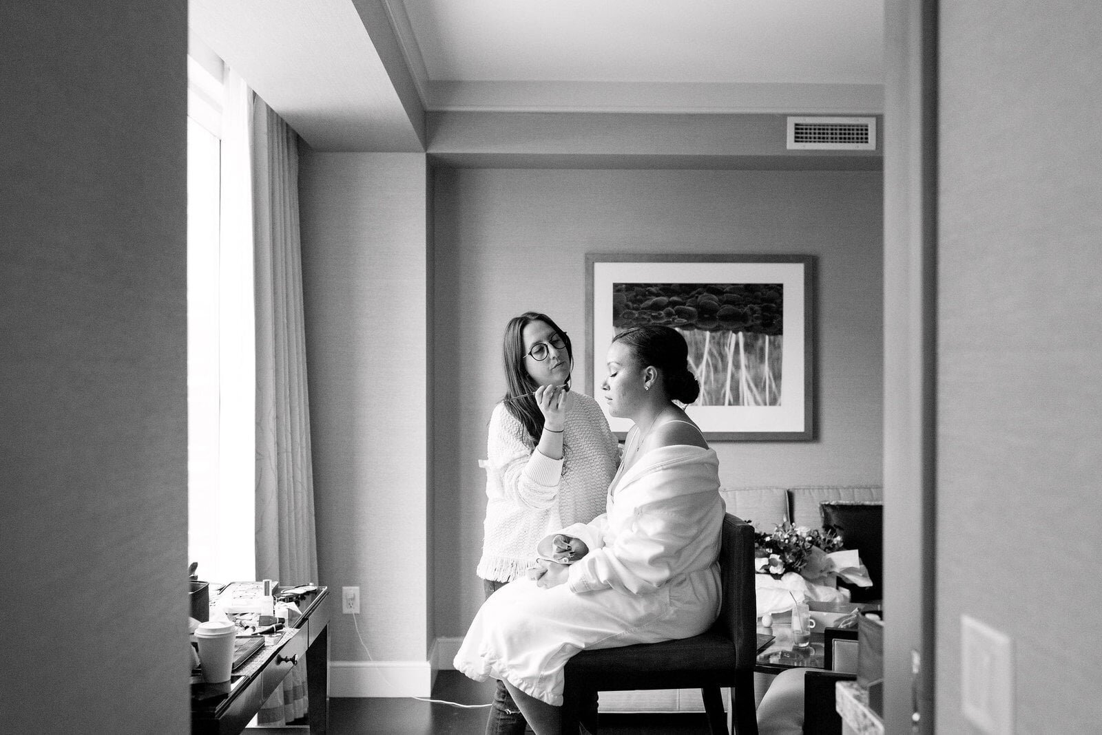 Bride Getting Ready Makeup Ashley Reading Steam Whistle Brewery Wedding  Toronto Wedding Venue Jacqueline James Photography