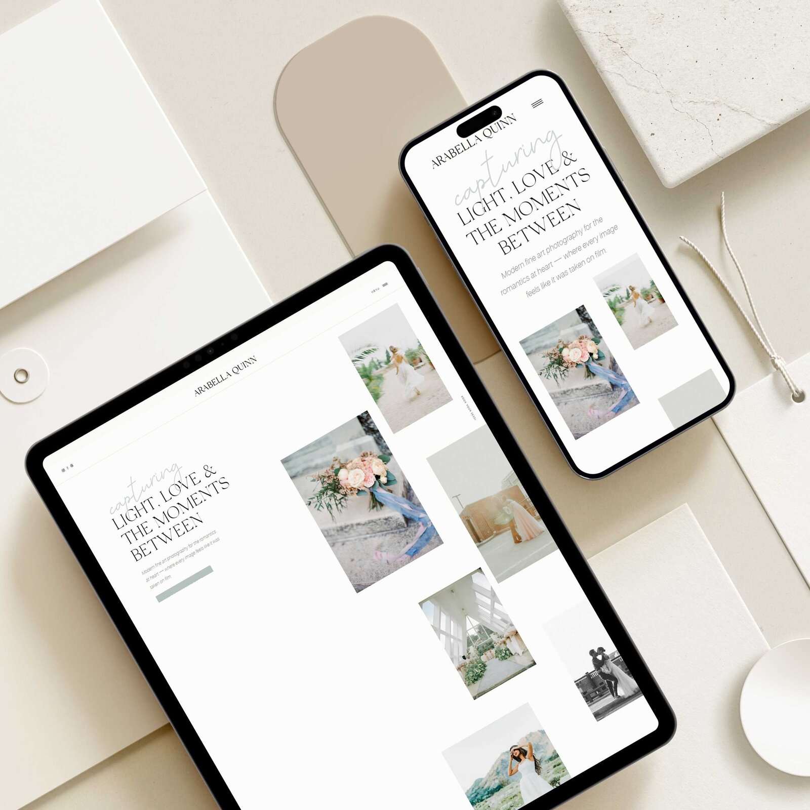 Arabella Quinn Showit home page—story-first structure with refined typography and intuitive flow guiding visitors from intrigue to inquiry (18)