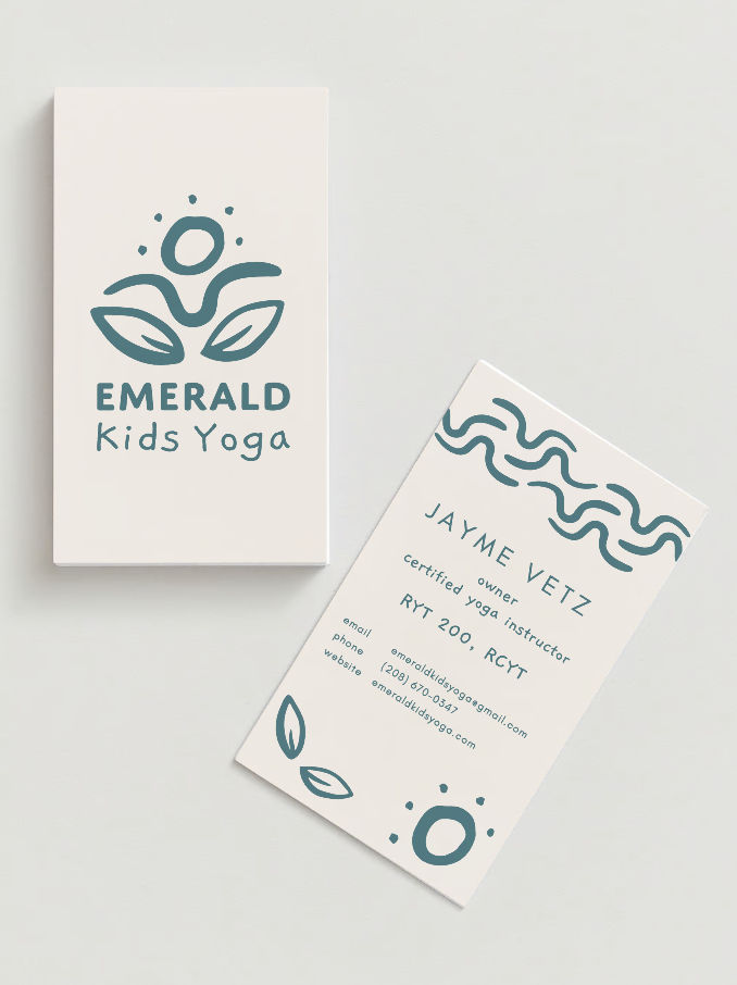 Emerald Kids Yoga Vertical Business Card