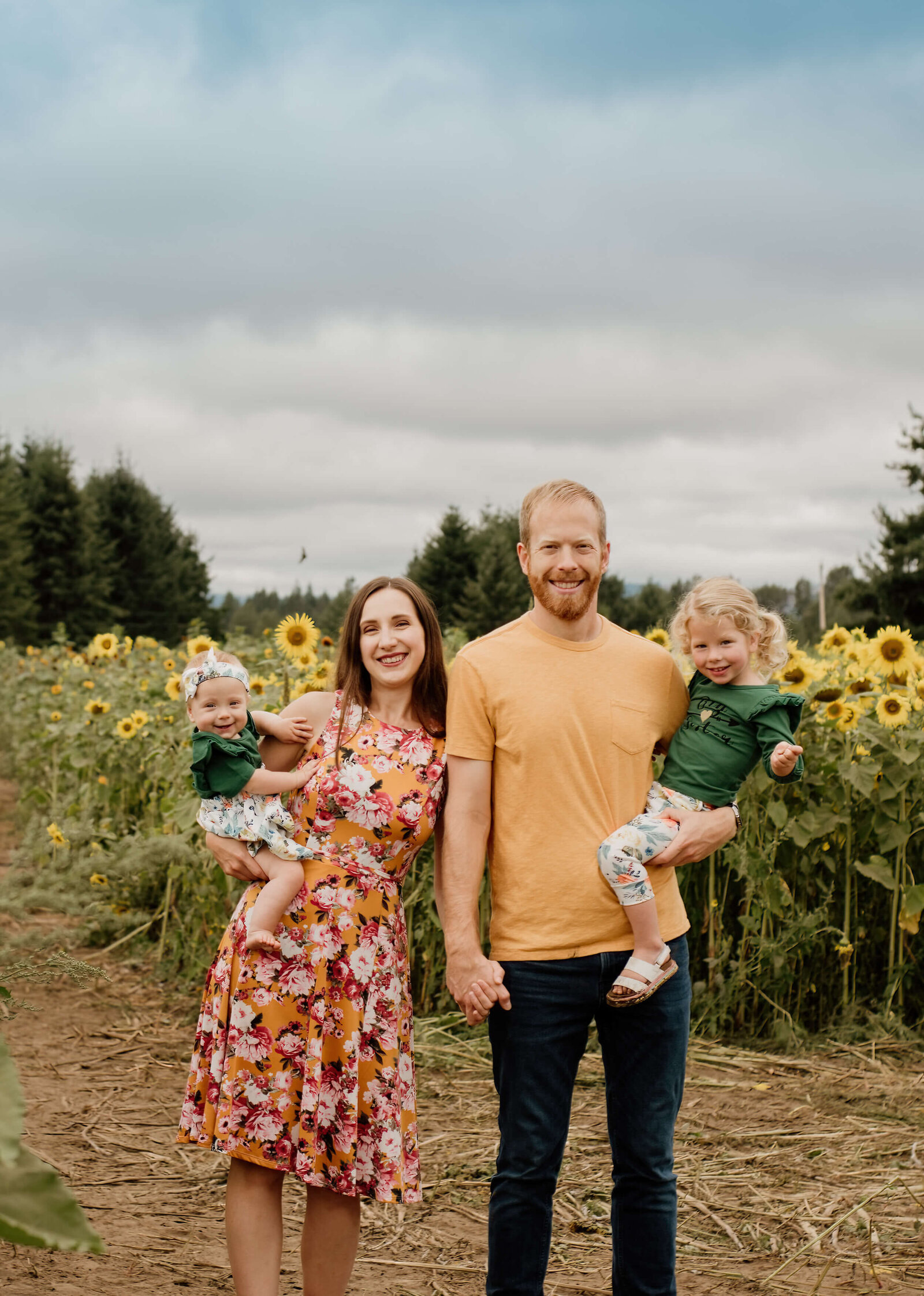 Family at sunflower farm.