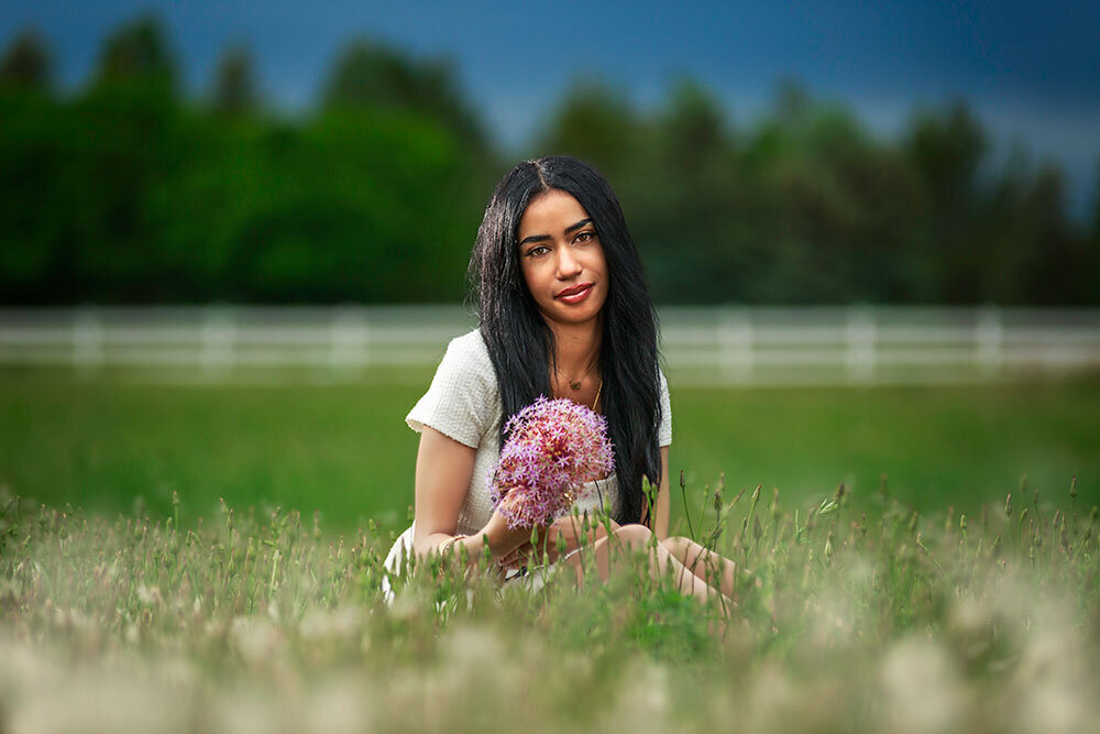 indian-black-senior-high-school-girl-multi-cultural-beautiful-unique-flower-field-blue-sky-soulful-eyes-dreamy-colorful-vibrant