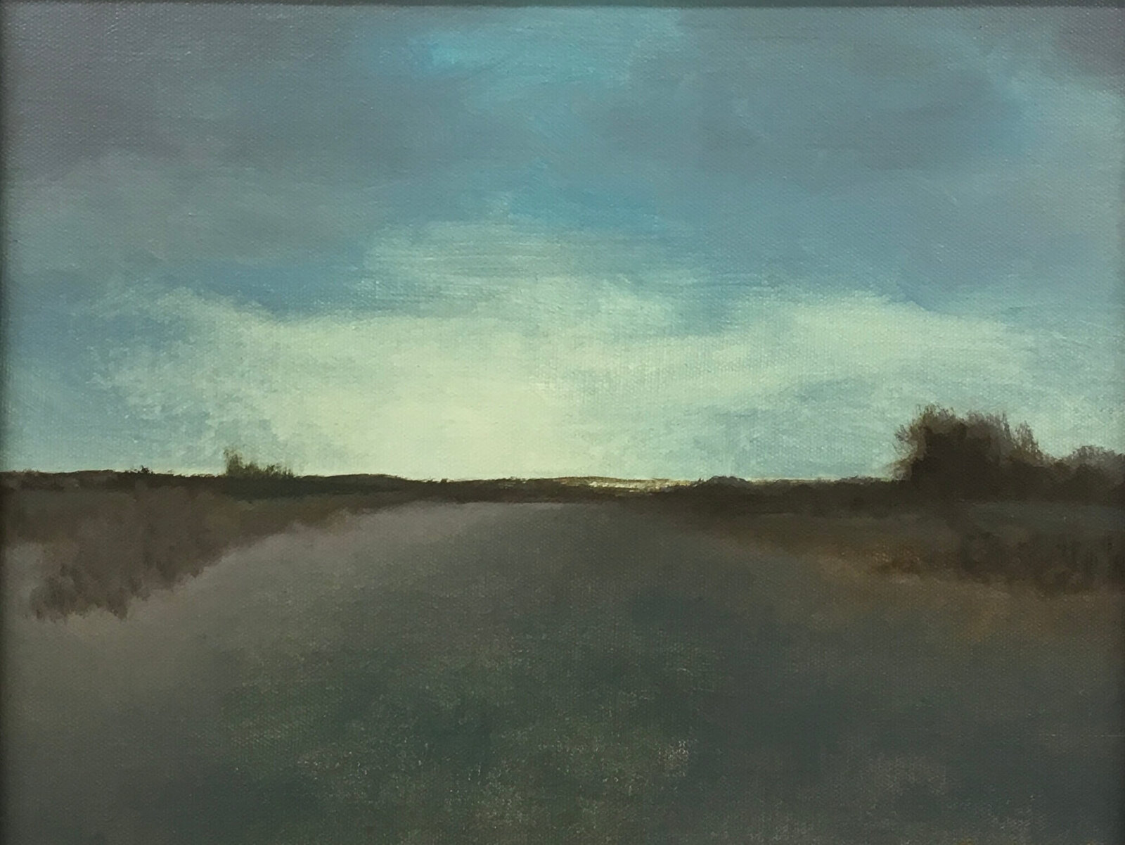 Oil painting by Jane Mishkind of a road and sky