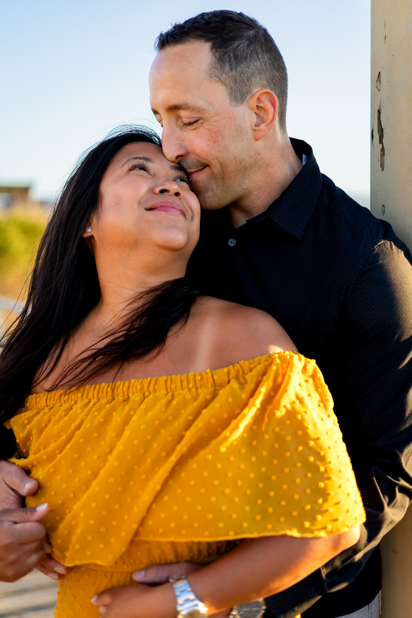 Close-up of couple sharing a quiet moment with their foreheads touching – Bay Area Couples Photography Portfolio - Ellobelle Photography
