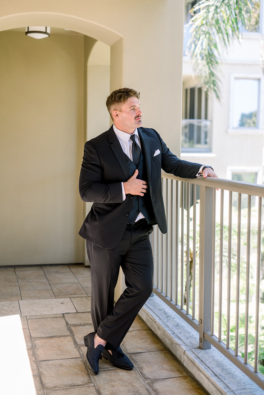 Groom’s Stylish Portrait at Dolphin Bay Resort, Pismo Beach