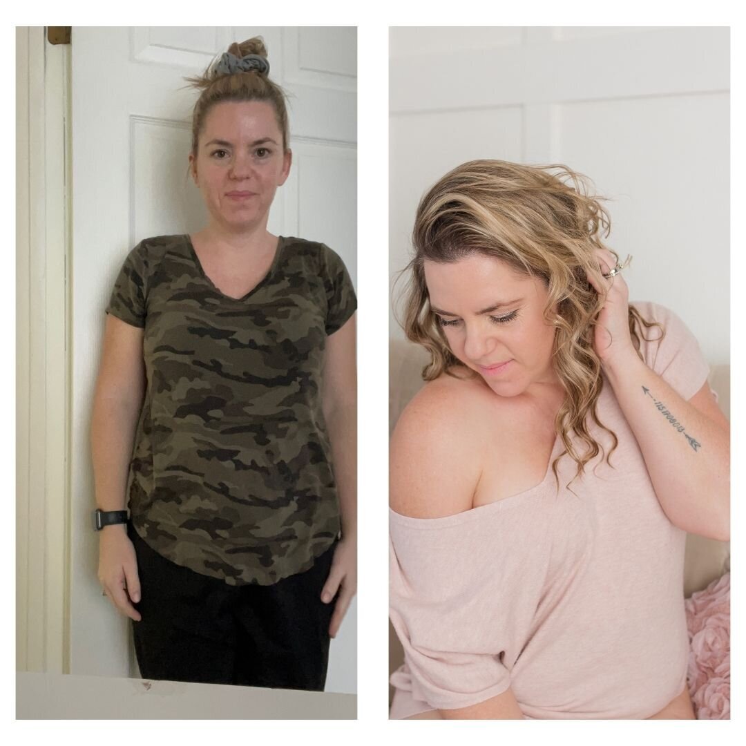 blonde woman before and after with make ups and outfits