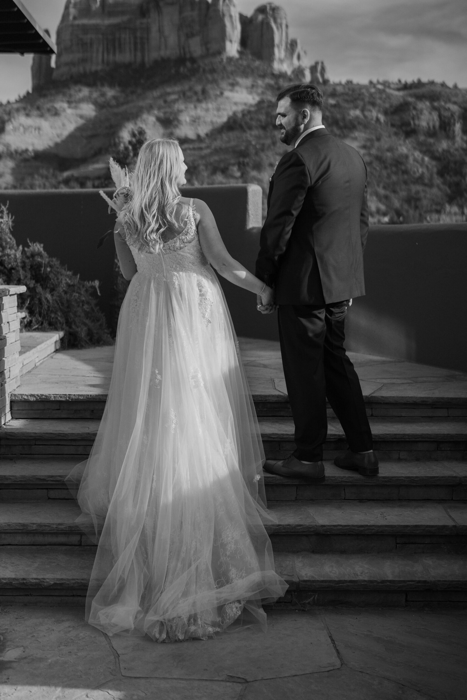 Nate and kim holding hands black white