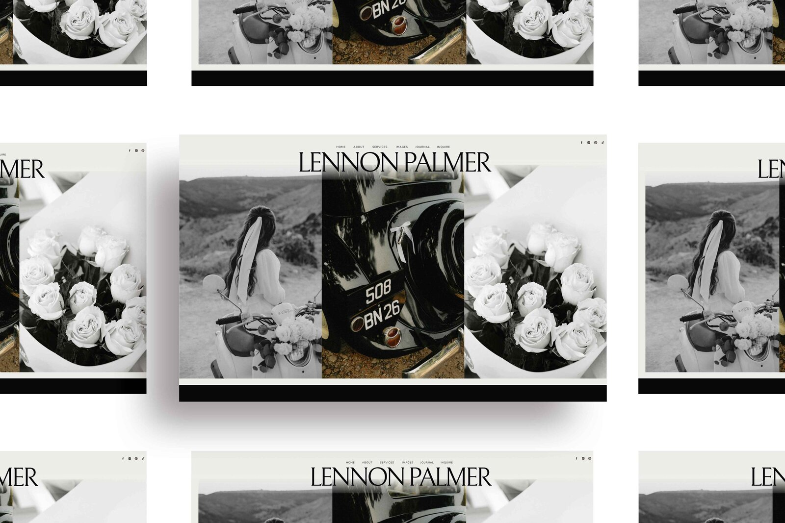 Lennon Palmer Showit home page—story-first structure with refined typography and intuitive flow guiding visitors from intrigue to inquiry (1)
