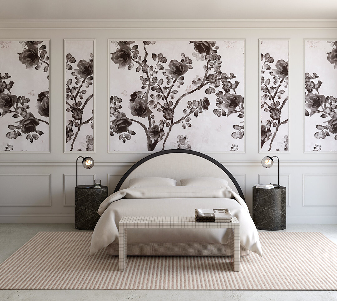 Surface Pattern Design and Art Licensing by Lucia Pador - Eden for drop it Modern - Chinese Floral black web 2