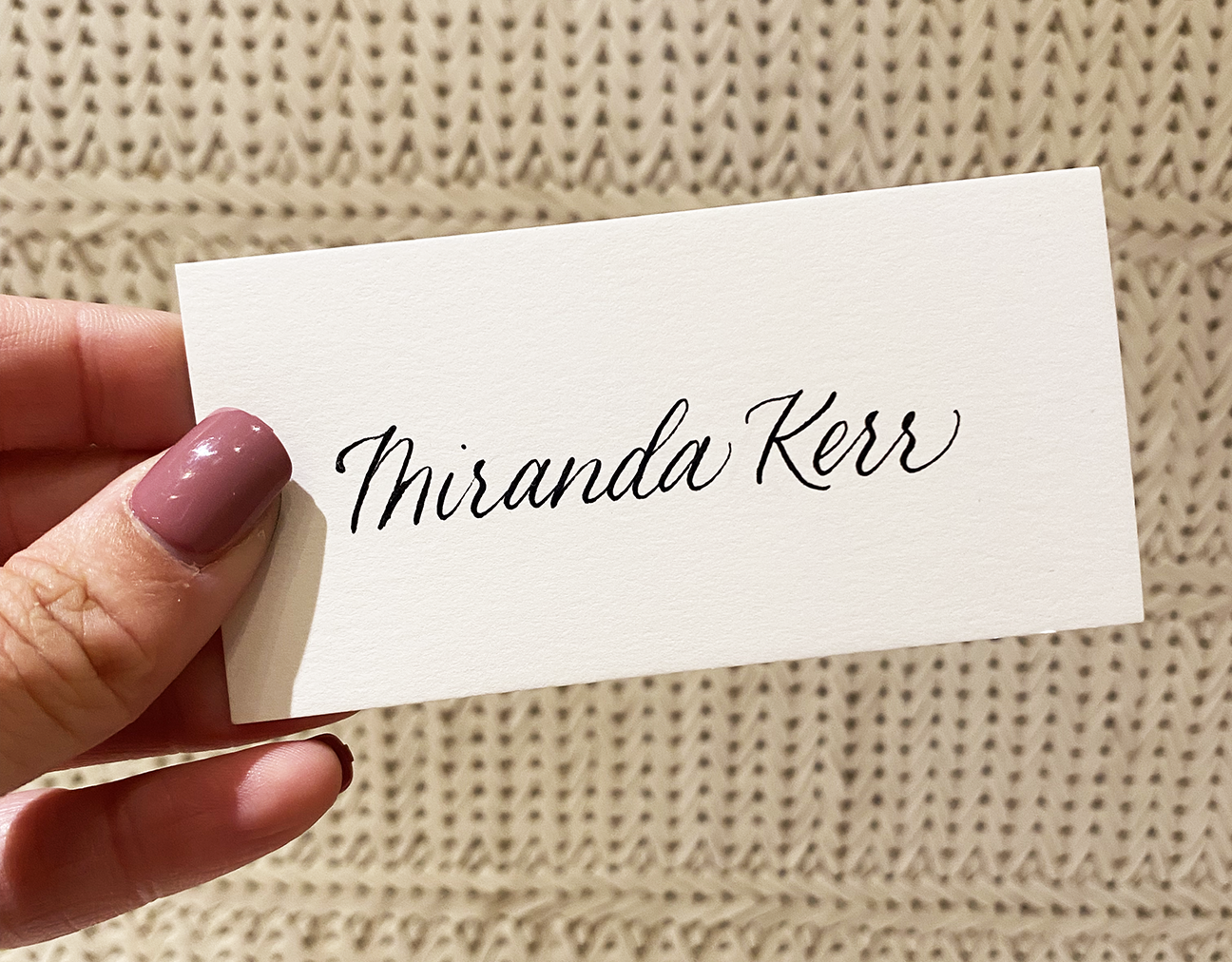 Miranda Kerr Name Calligraphed on Place Card
