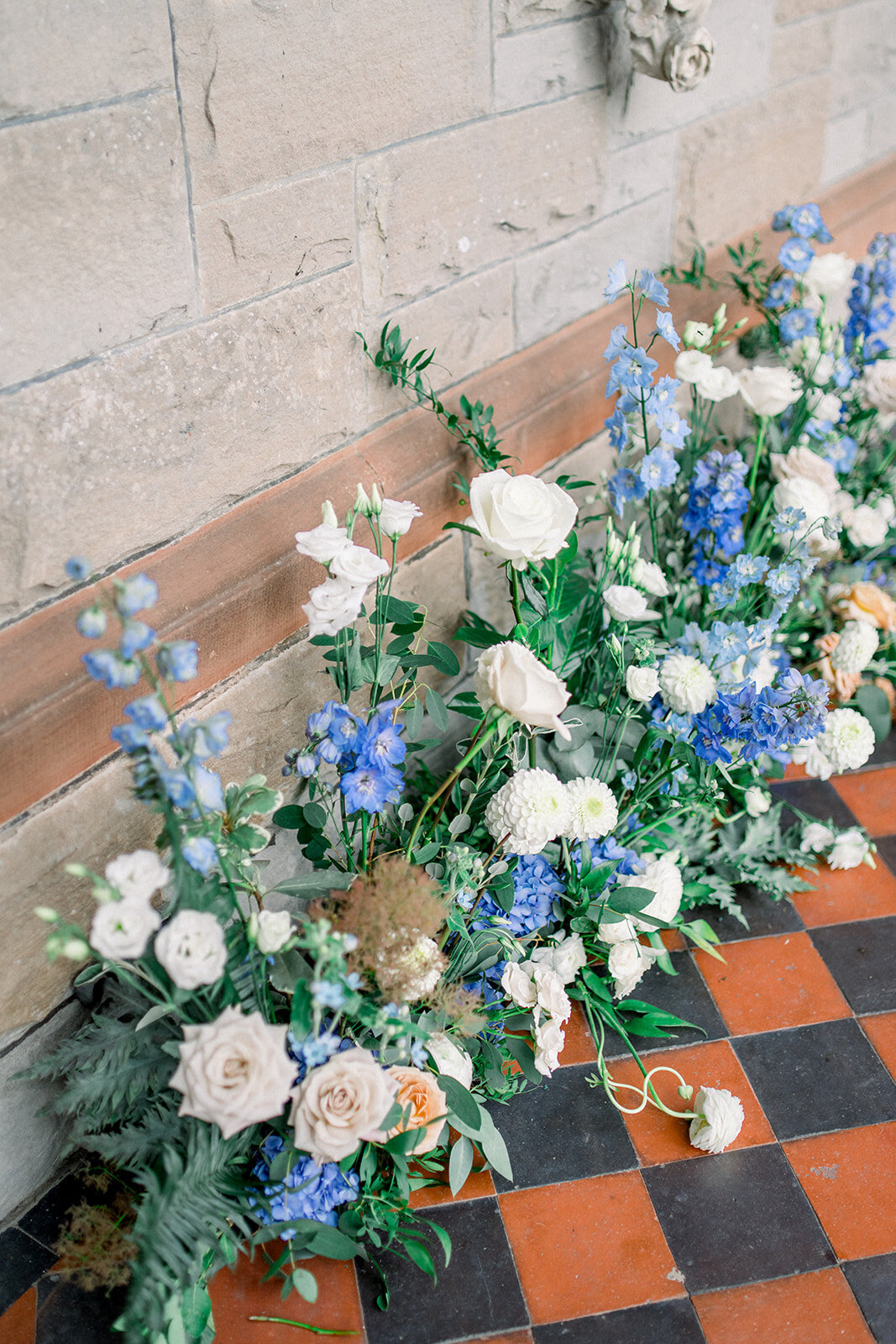 Dreamy Blue wedding Florals at Castle Leslie, Ireland