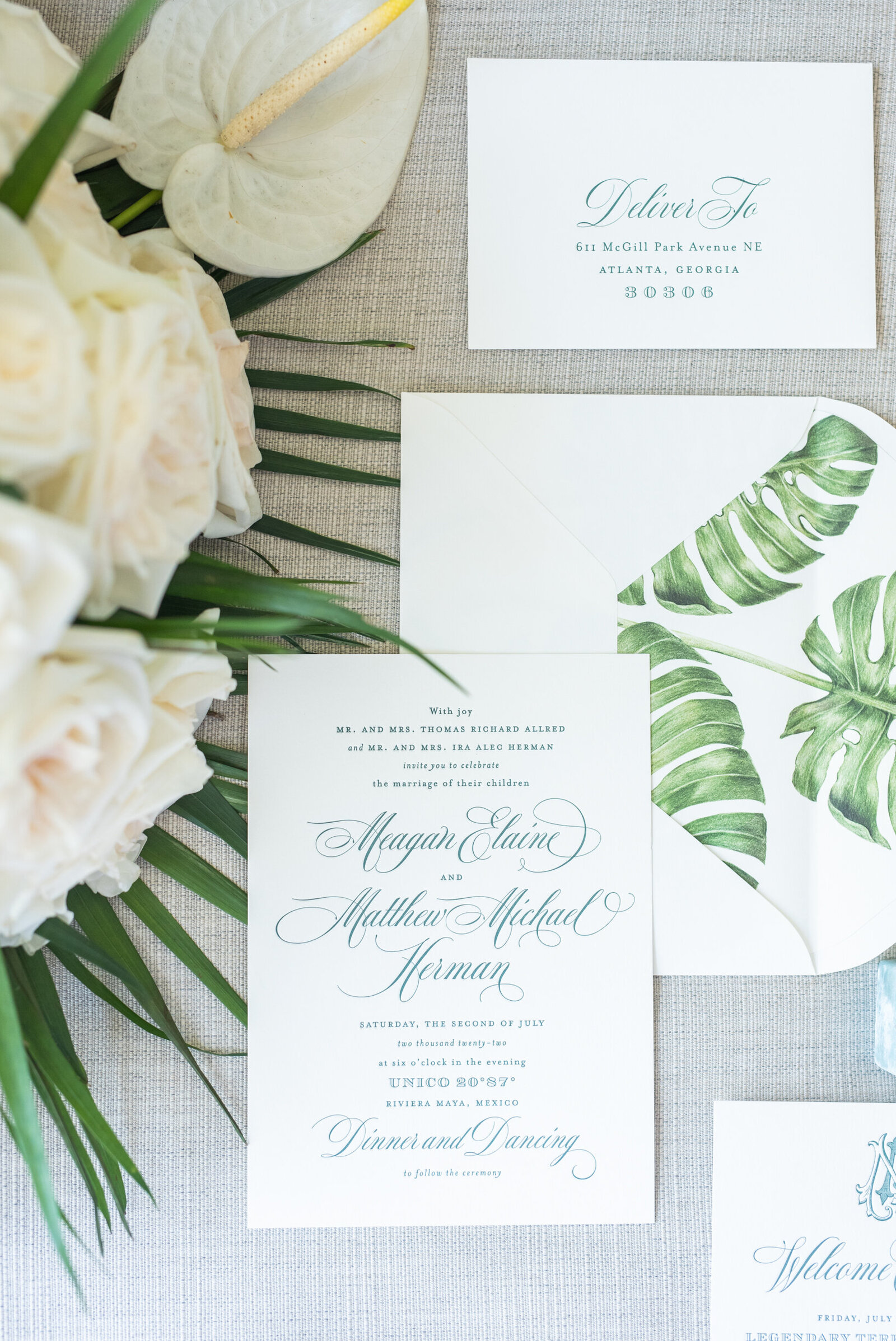 outdoor beach wedding invitation suite