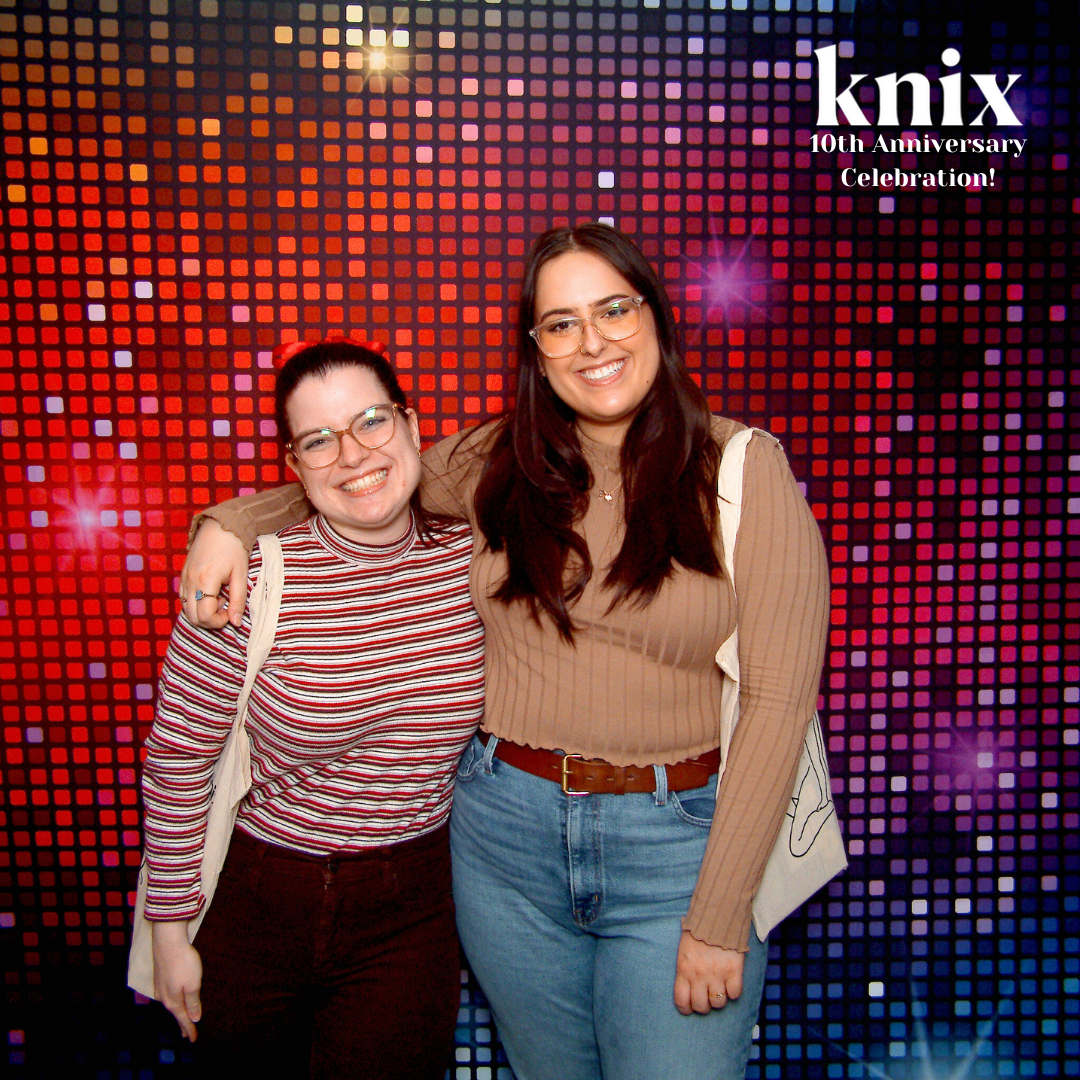Customers taking a picture at Knix 10th anniversary event in Ottawa
