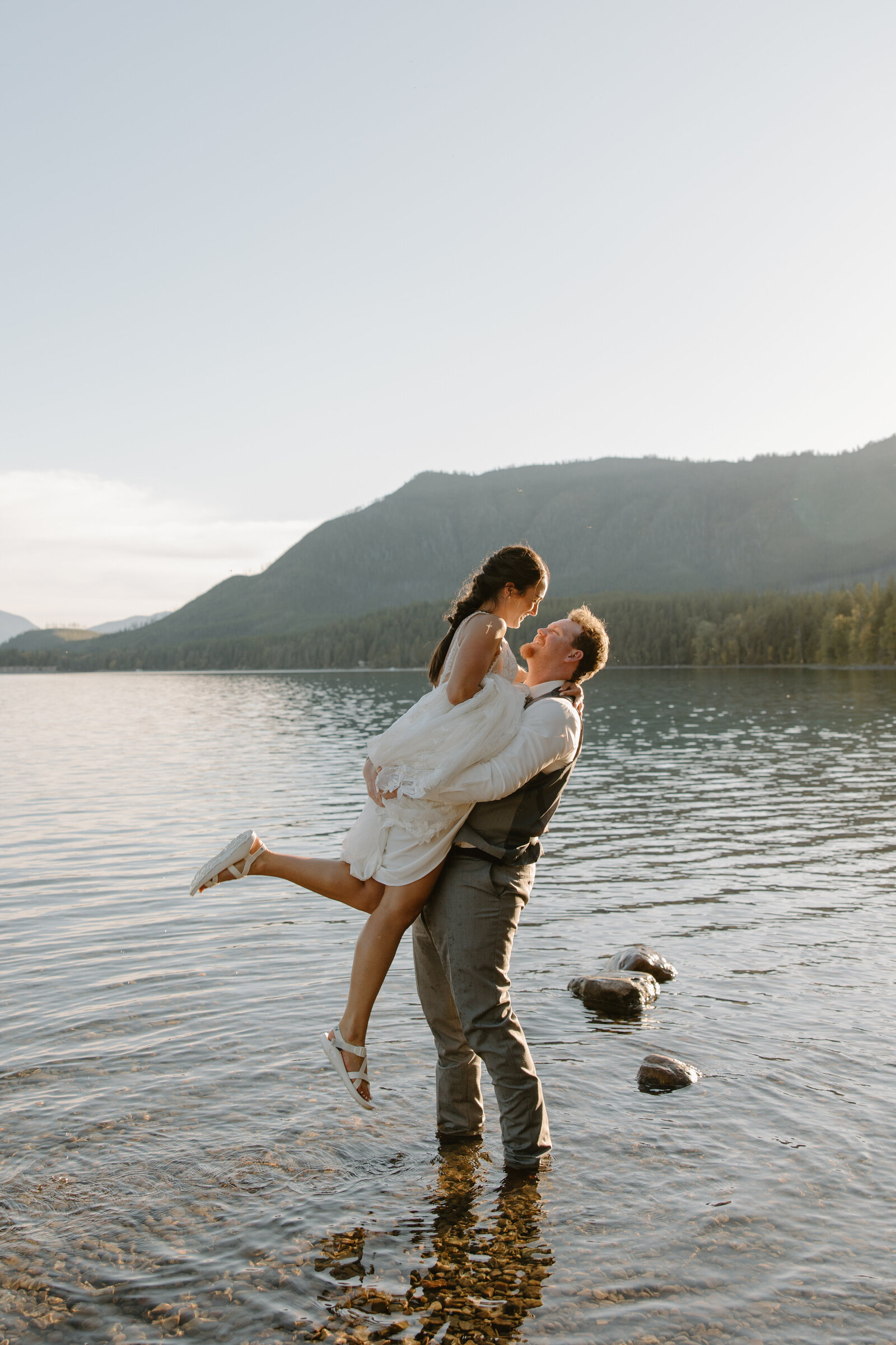 sunset glacier national park wedding