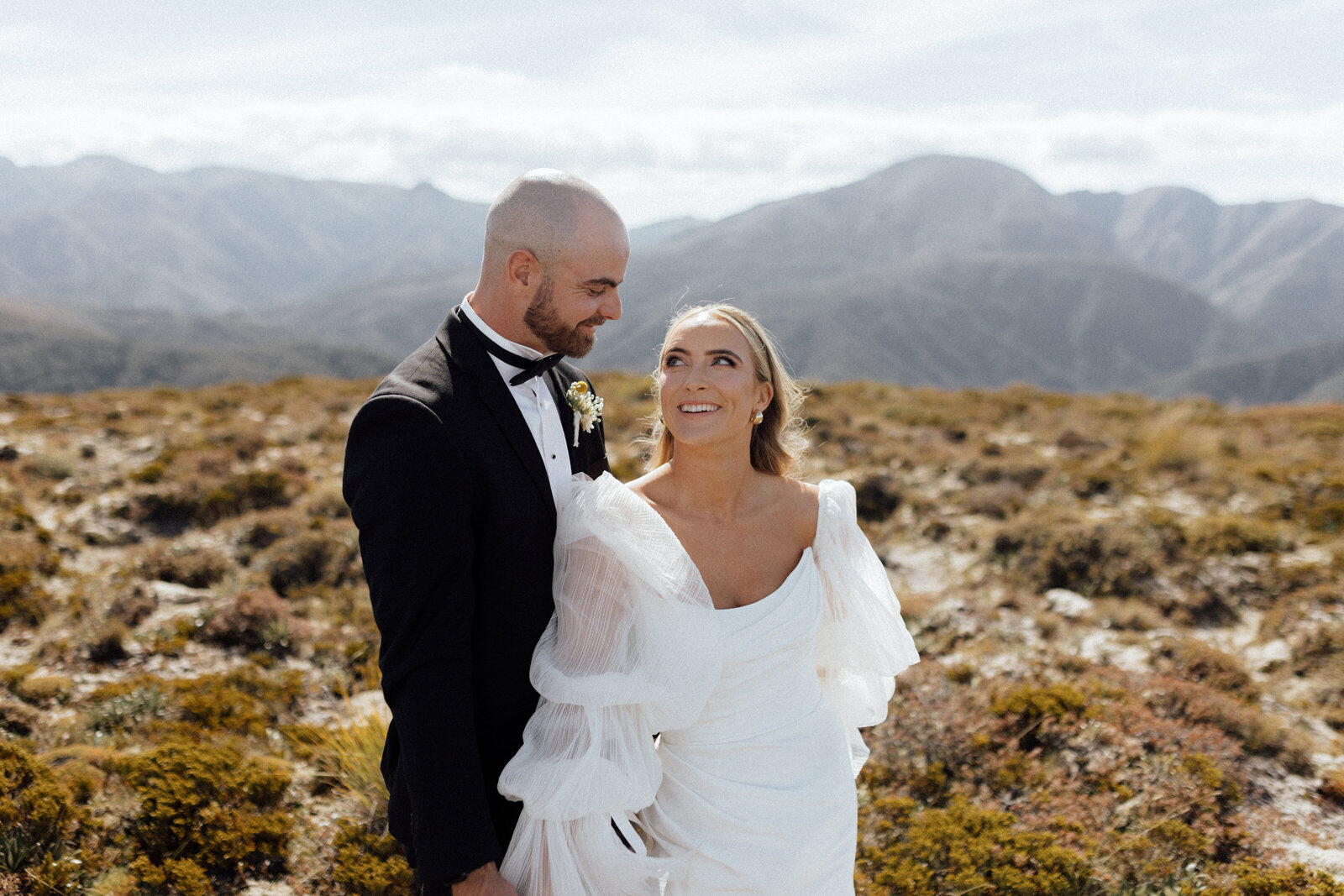bride and groom heli elopement
