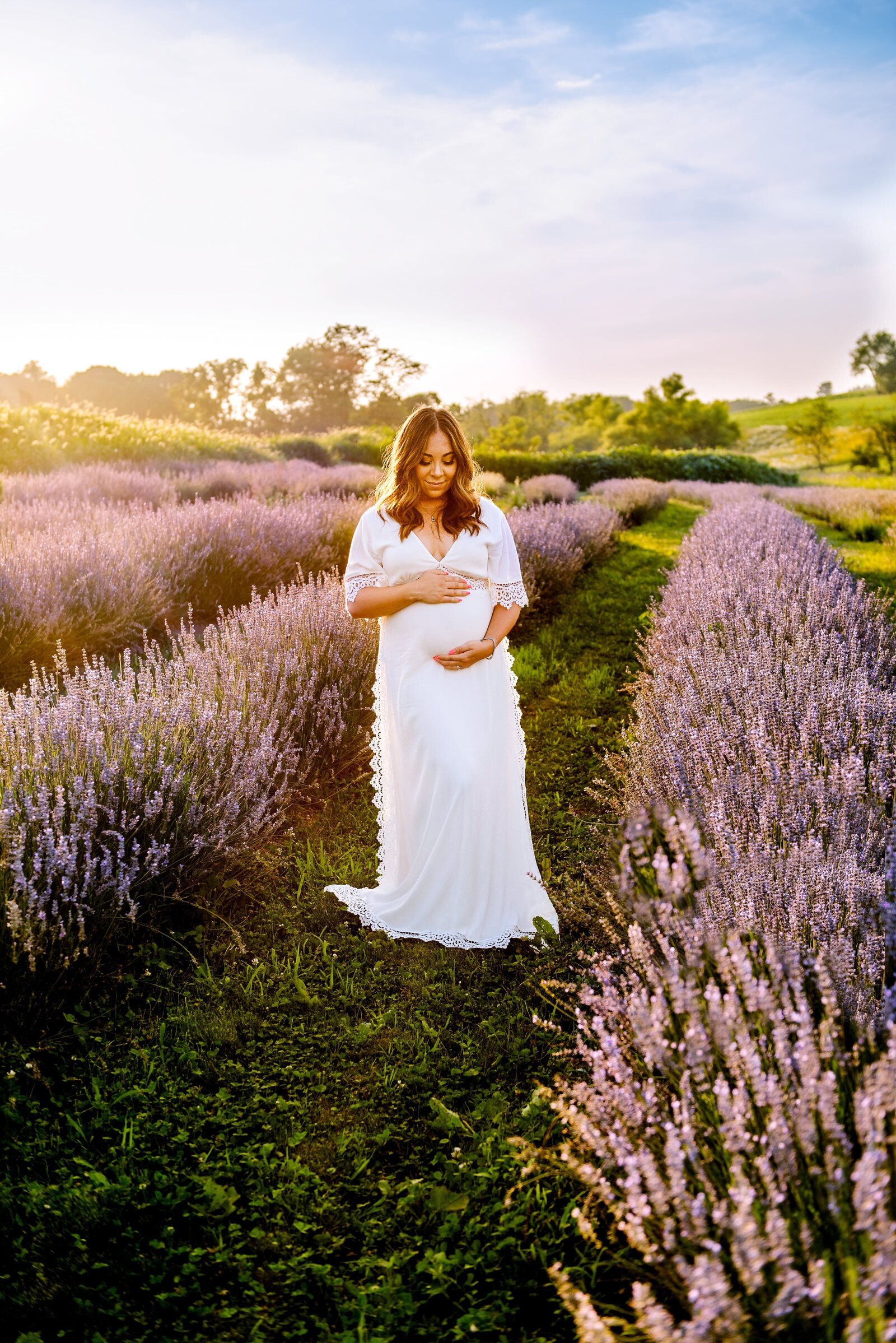 pregnant mom in a lavender field