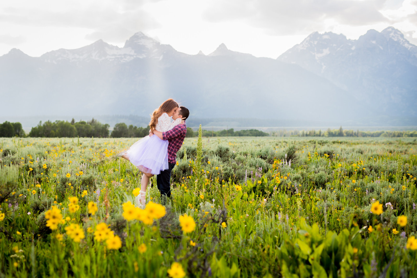 Grand Teton National Park engagement session in wildflowers