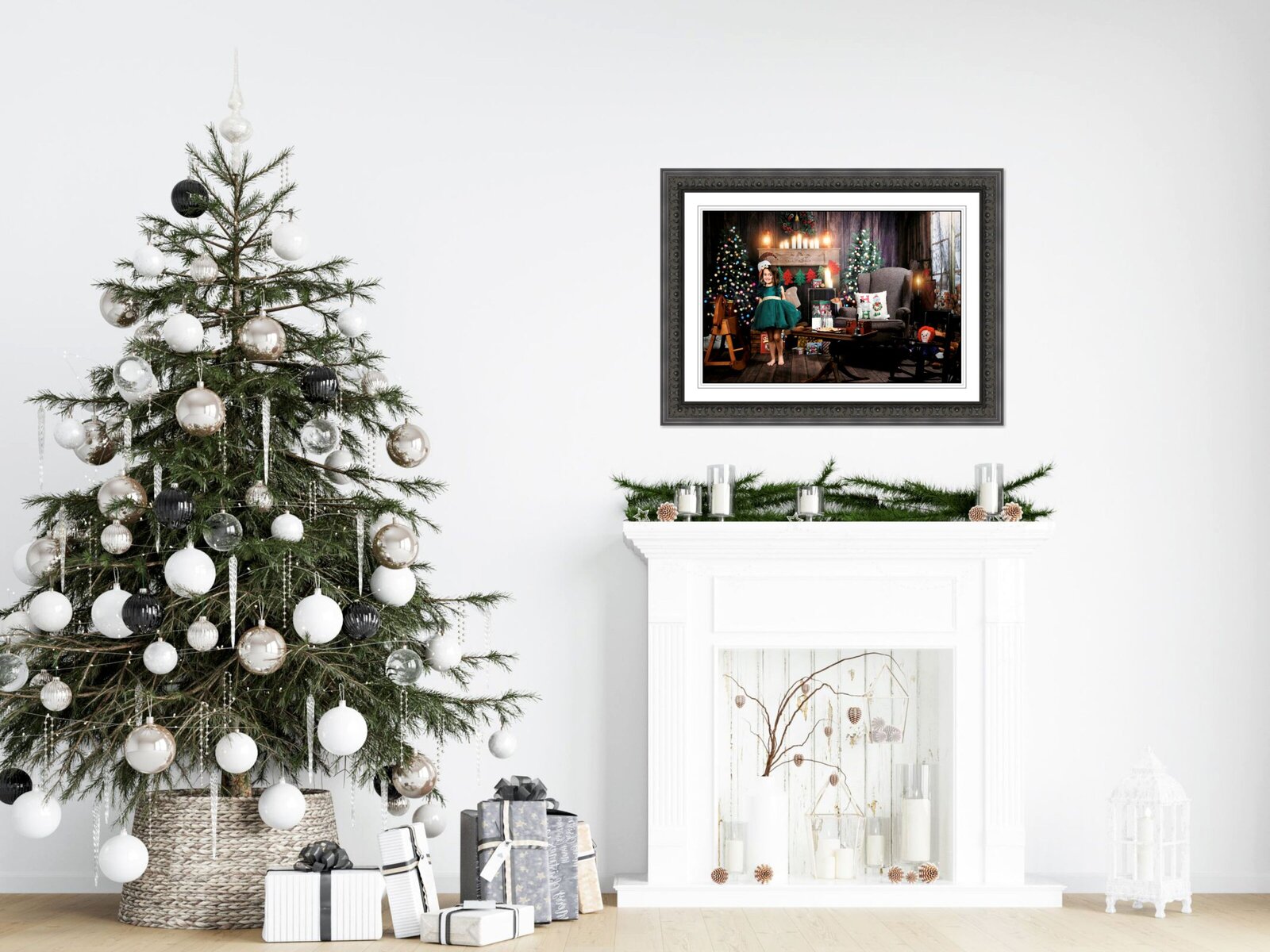Untitled - christmas fireplace white