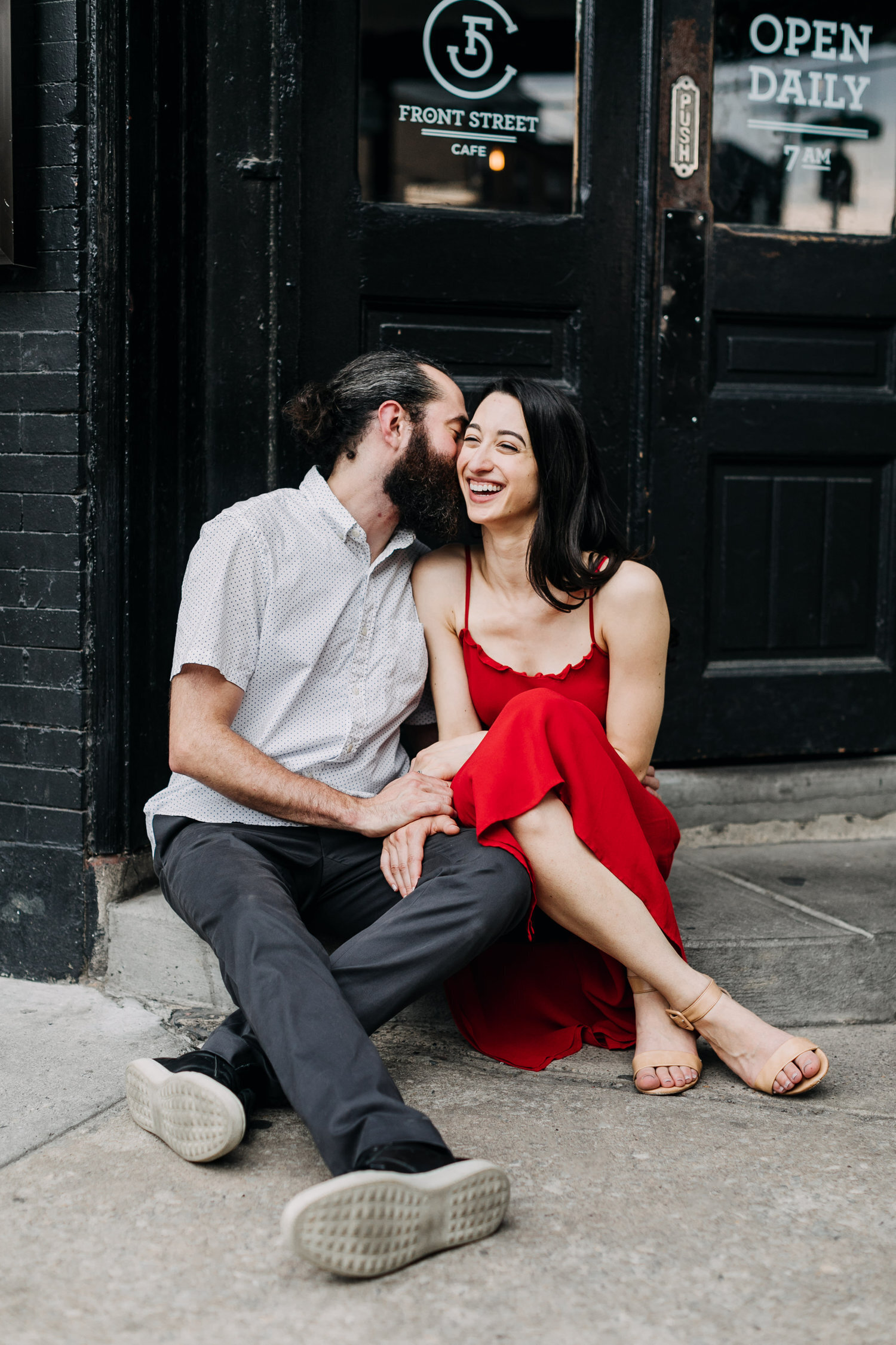 engaged couple city fishtown