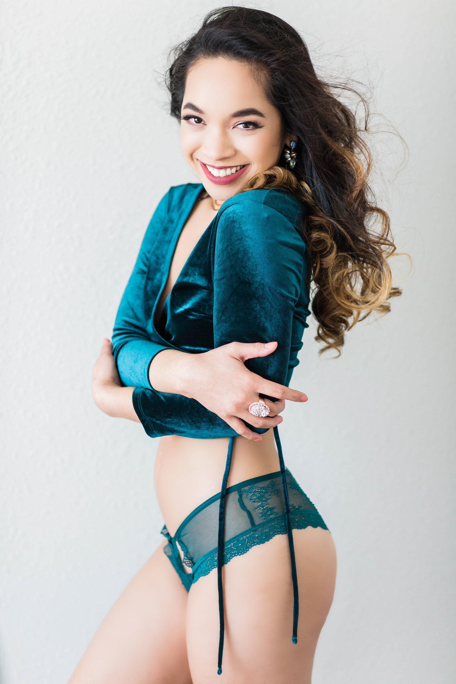 green velvet lingerie boudoir