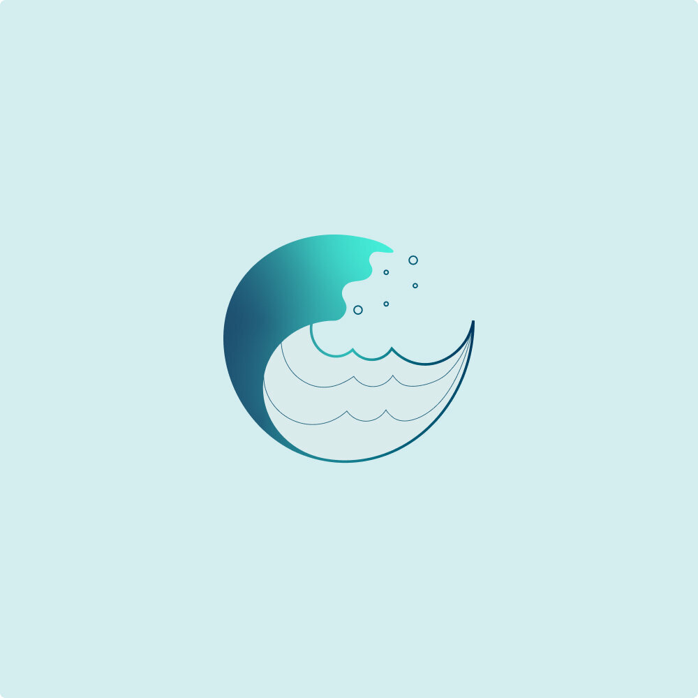 Illustration of a circular blue wave.
