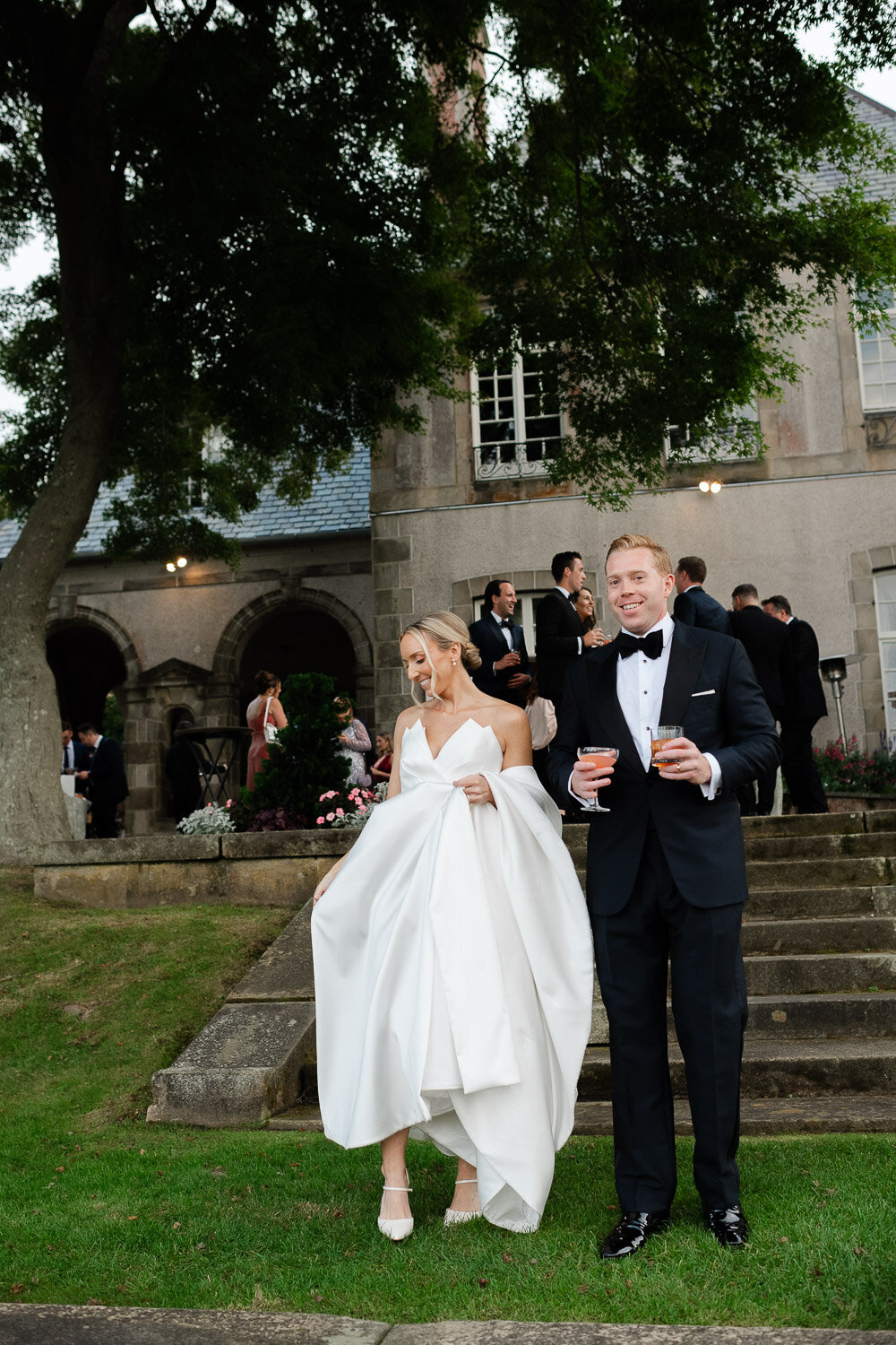 bride and groom at cocktail hour 