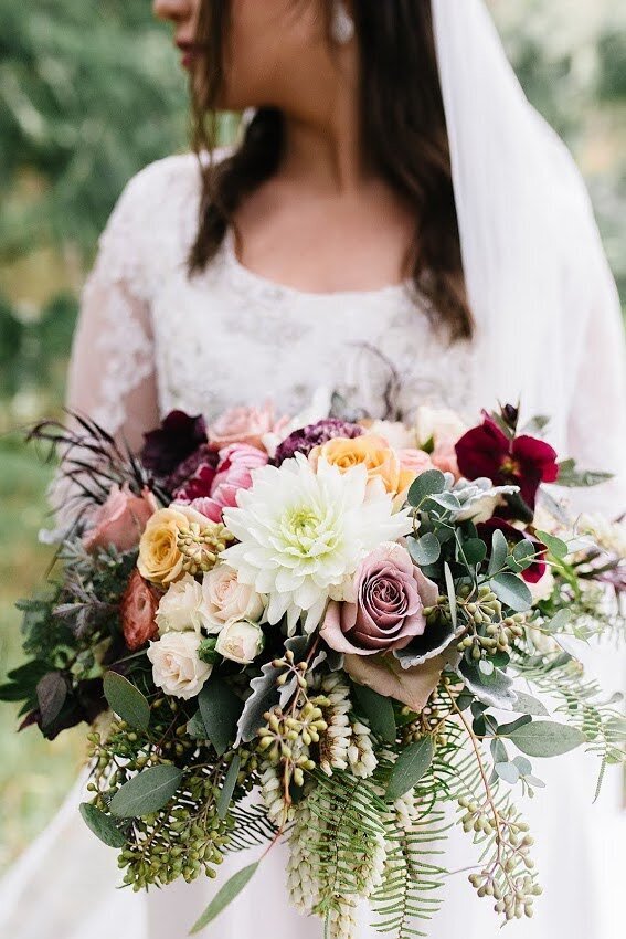 Large bridal bouquet by florist Flowers and Thyme.