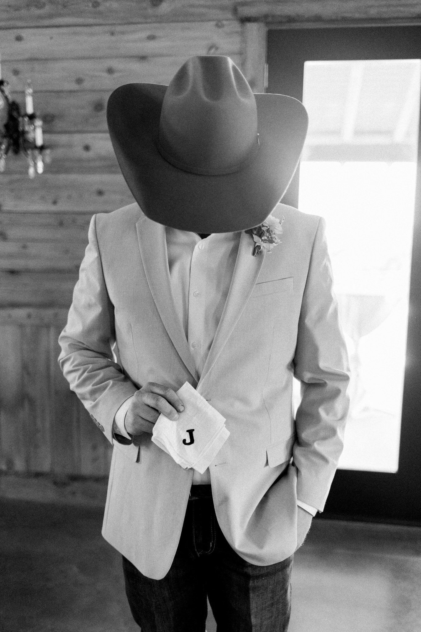 texas groom in cowboy hat