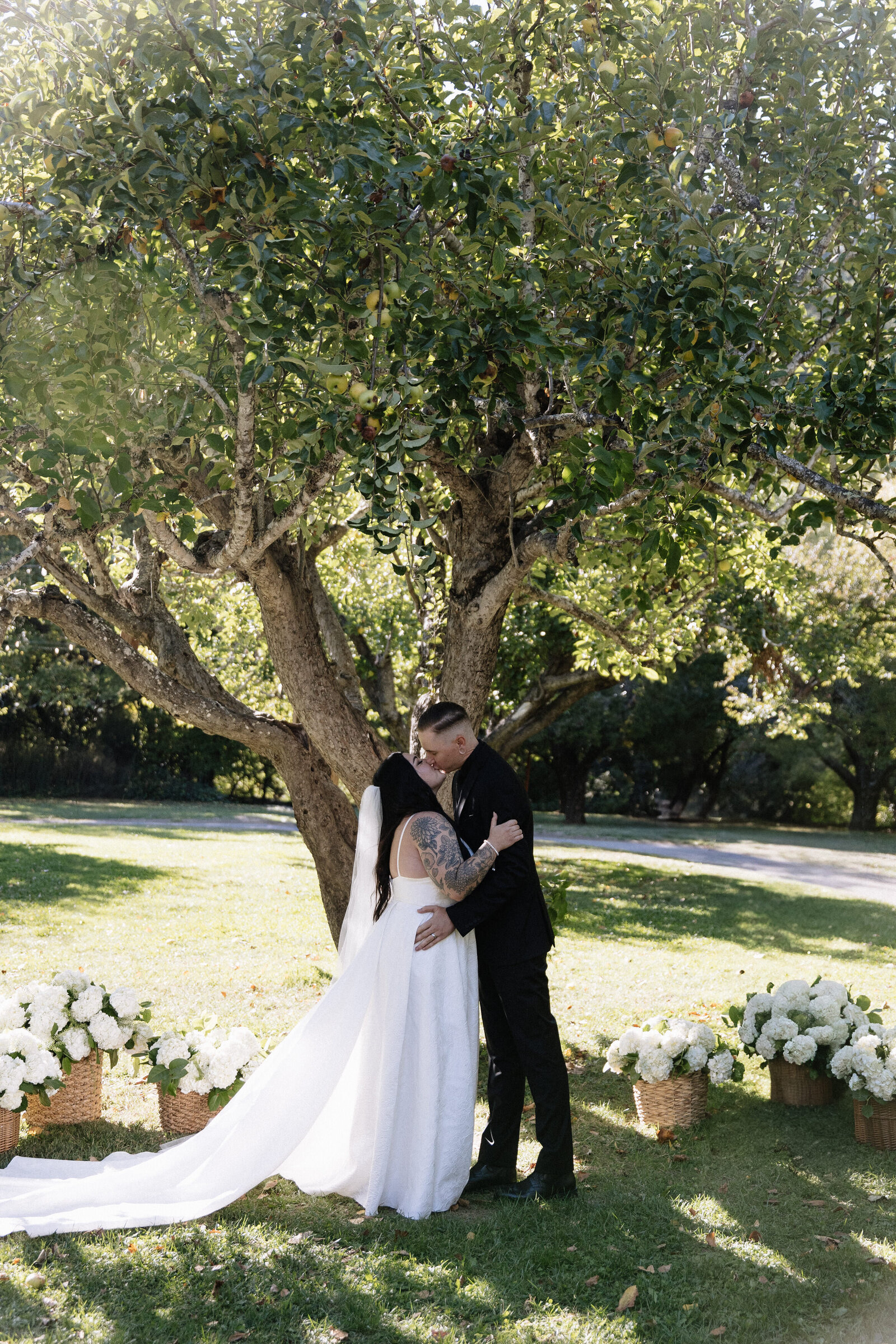 Wedding ceremony in towering redwoods by Northern California wedding photographer, Erica Rochelle Photography