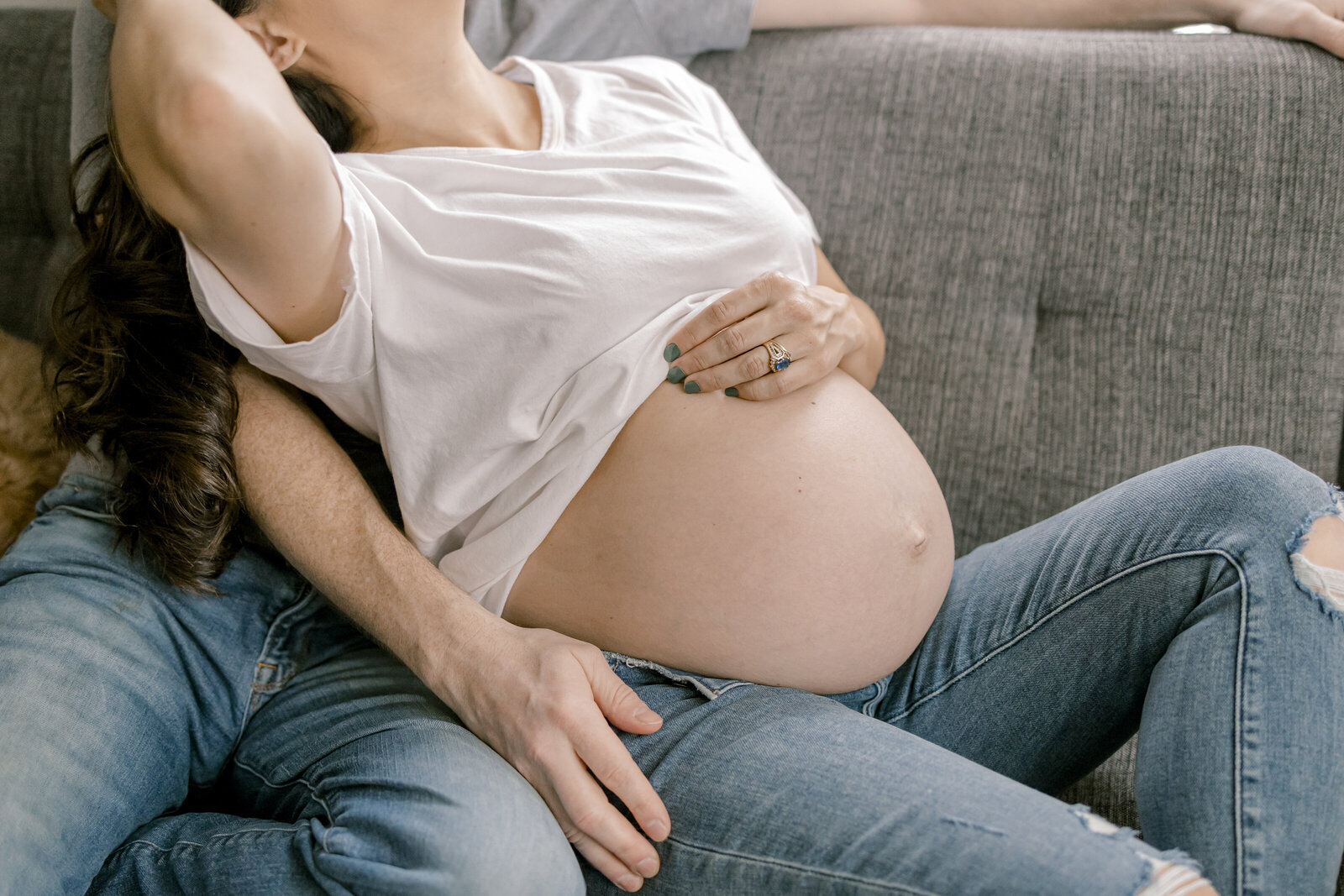 Pregnant woman on couch