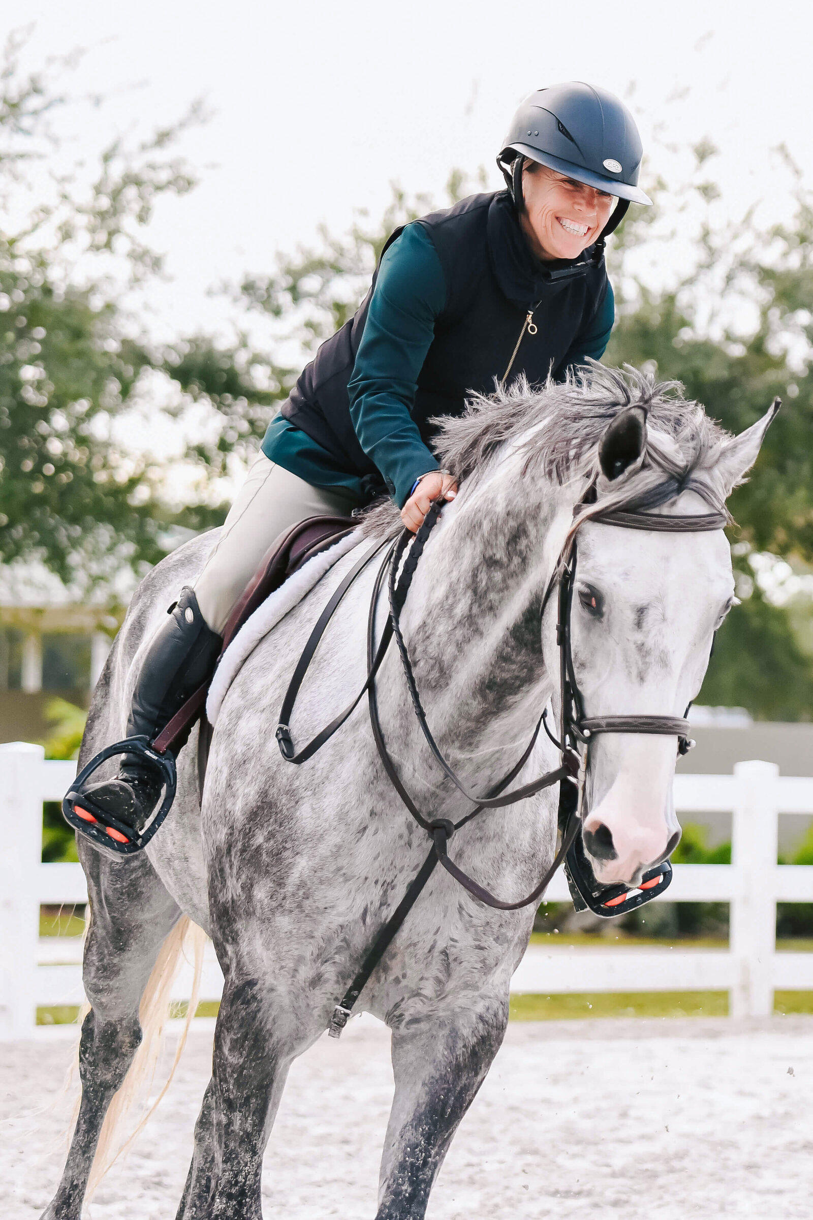 south florida dressage association sfda horse show photography of a riding patting her grey horse after a great schooling round