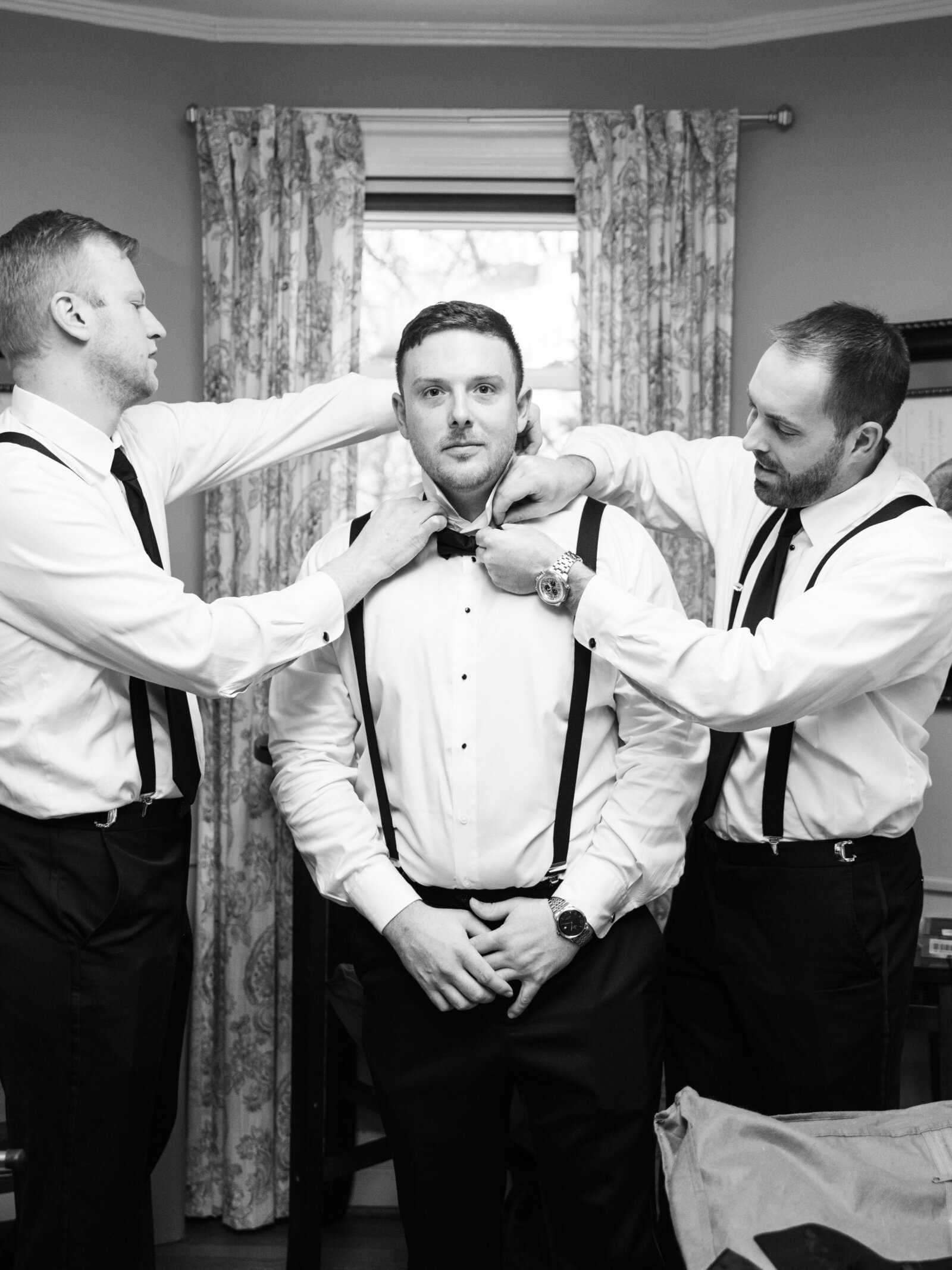 Overhills Mansion groom getting ready on wedding day