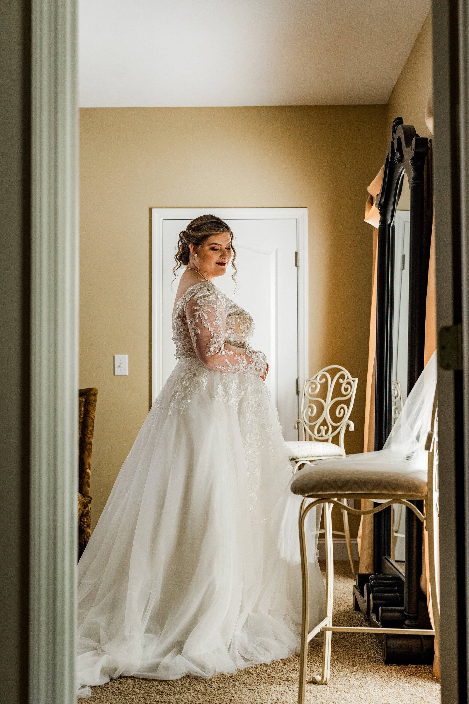 Indoor bridal portraits at Annabella at Cedar Glen