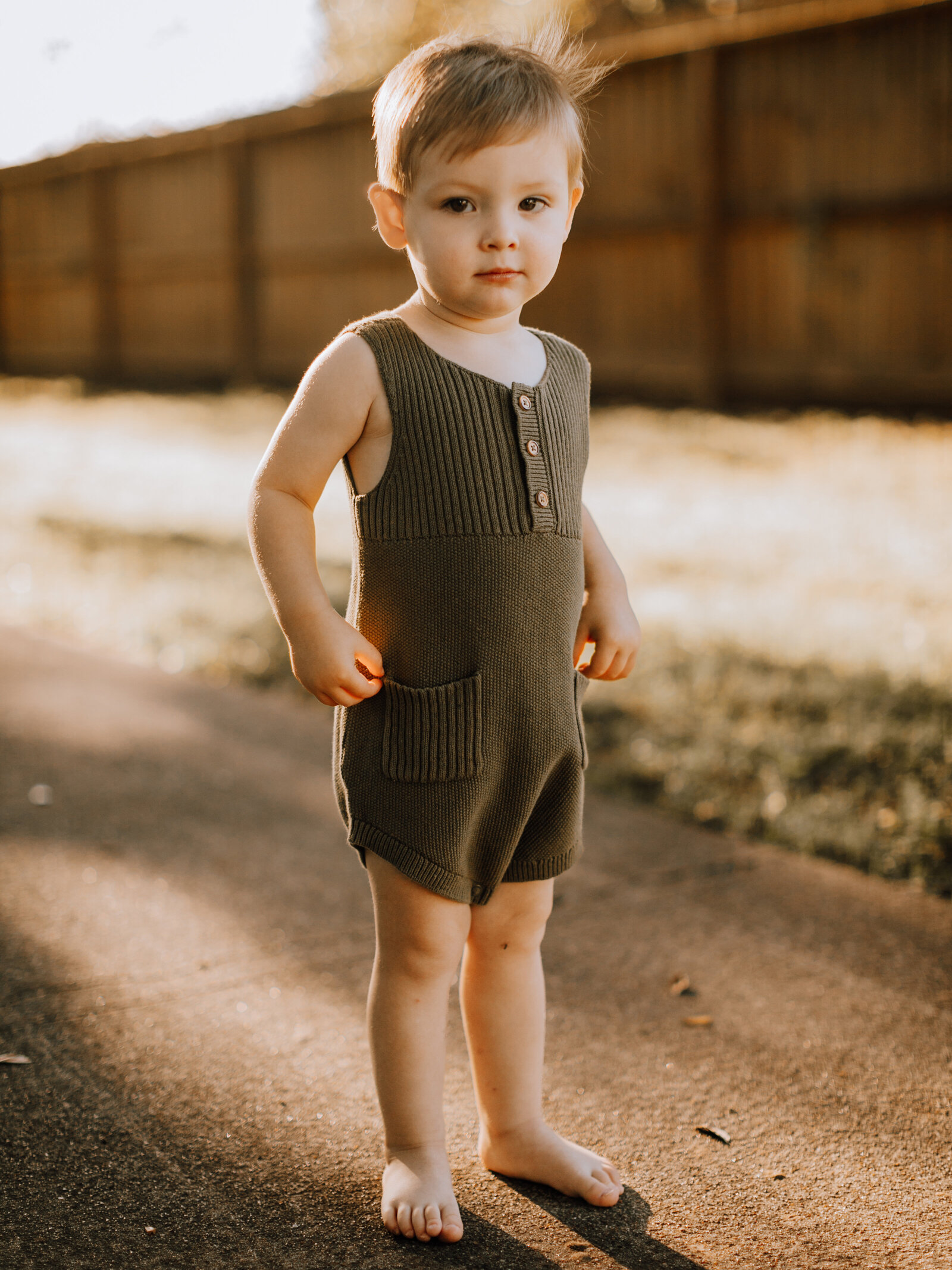 Sleeveless Henley Sweater Romper in Olive Fits size 18 month