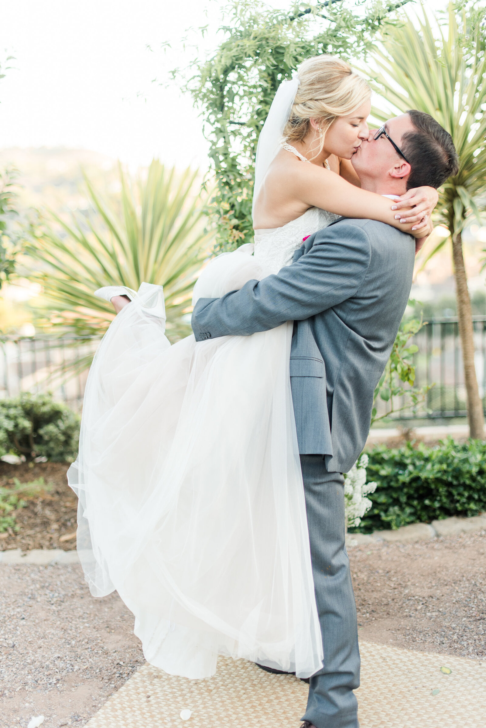 bride and groom outdoors
