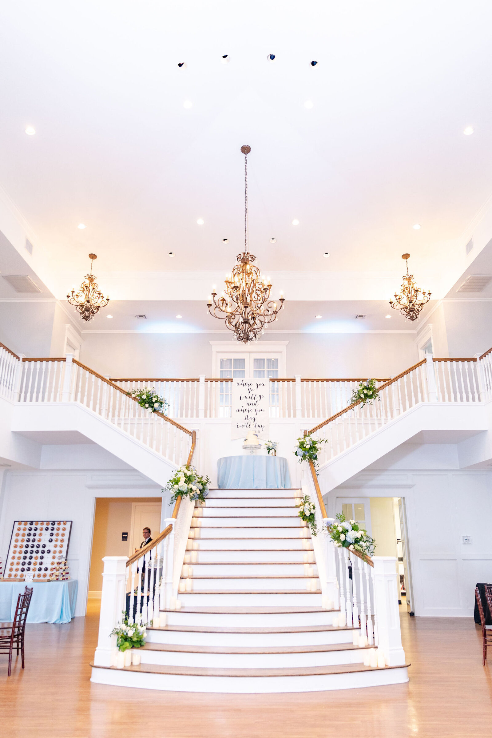 The staircase in the Kendall Point Grand Ballroom.