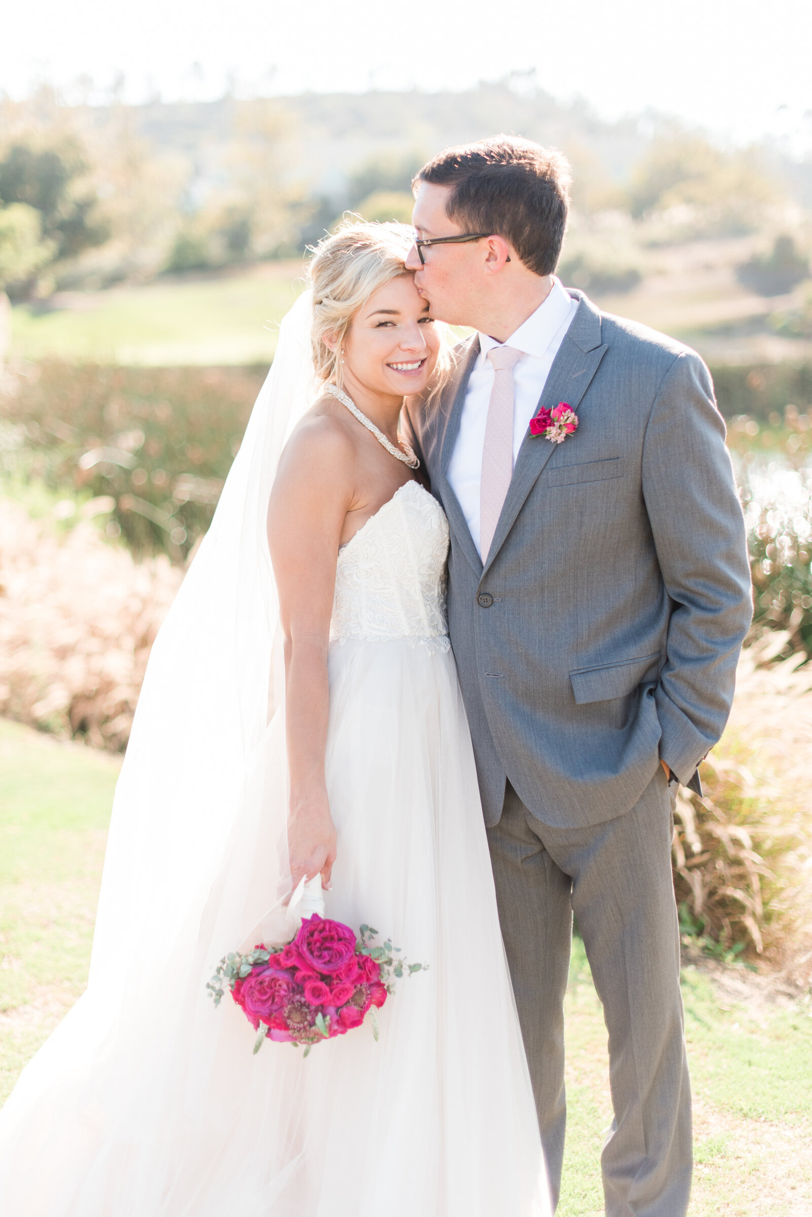 bride and groom outdoors