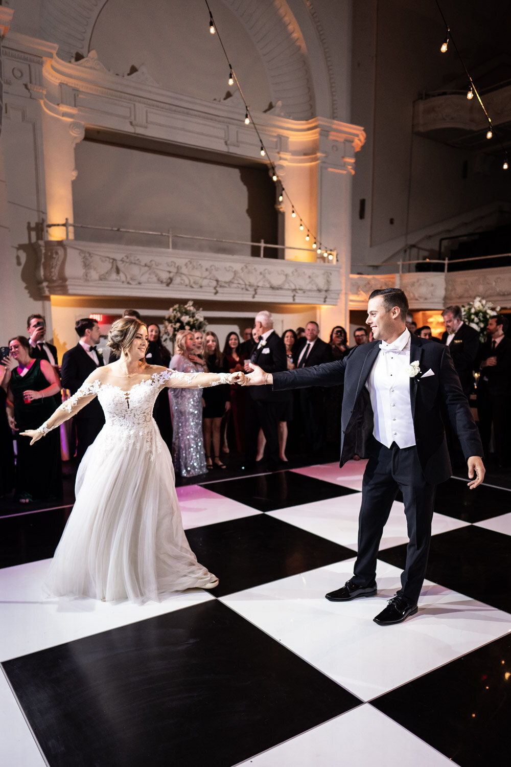 Couple shares first dance at Civic Theatre wedding in New Orleans