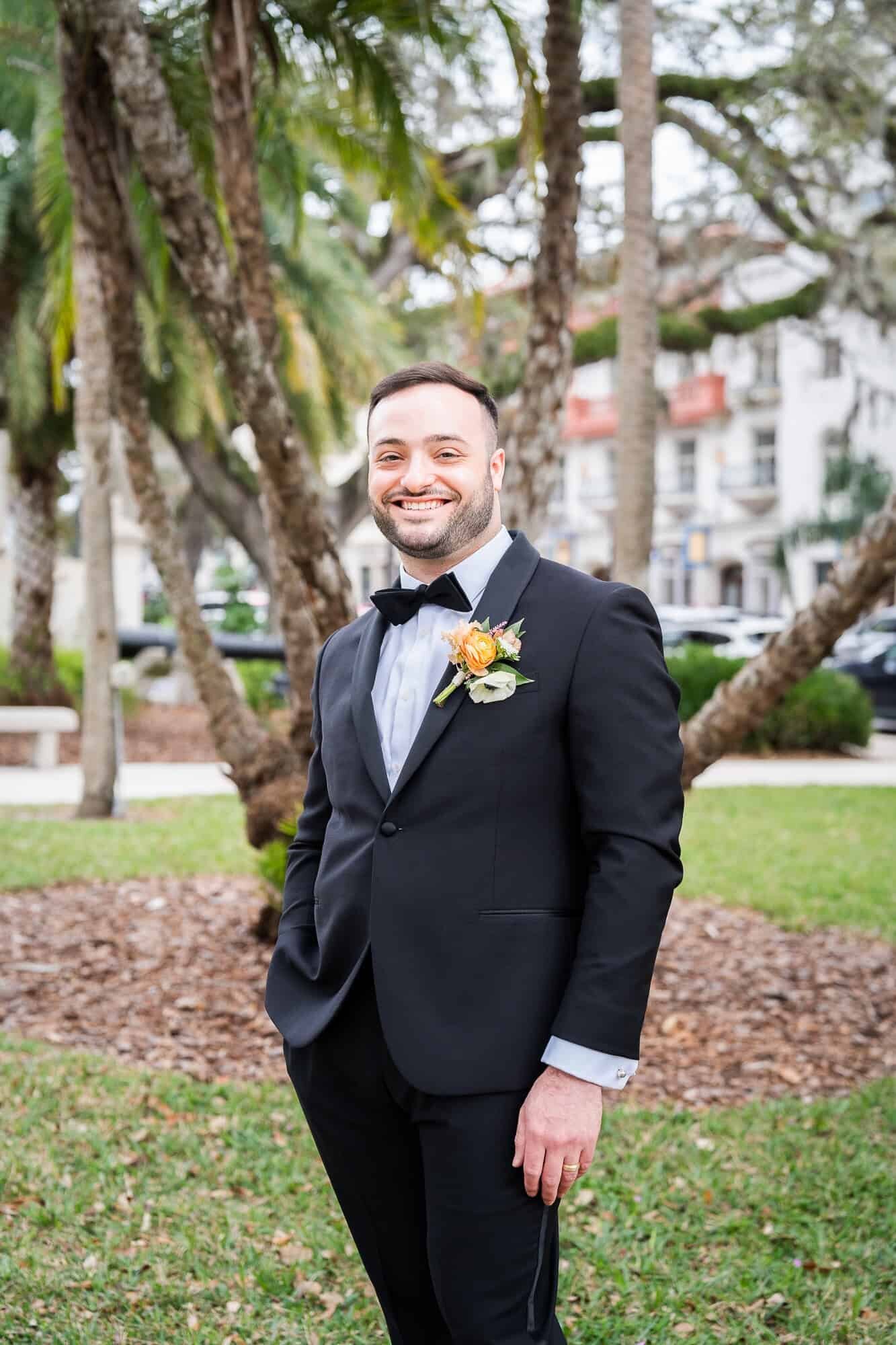 groom portraits at jewish wedding at Casa Monica in St Augustine wedding Venue