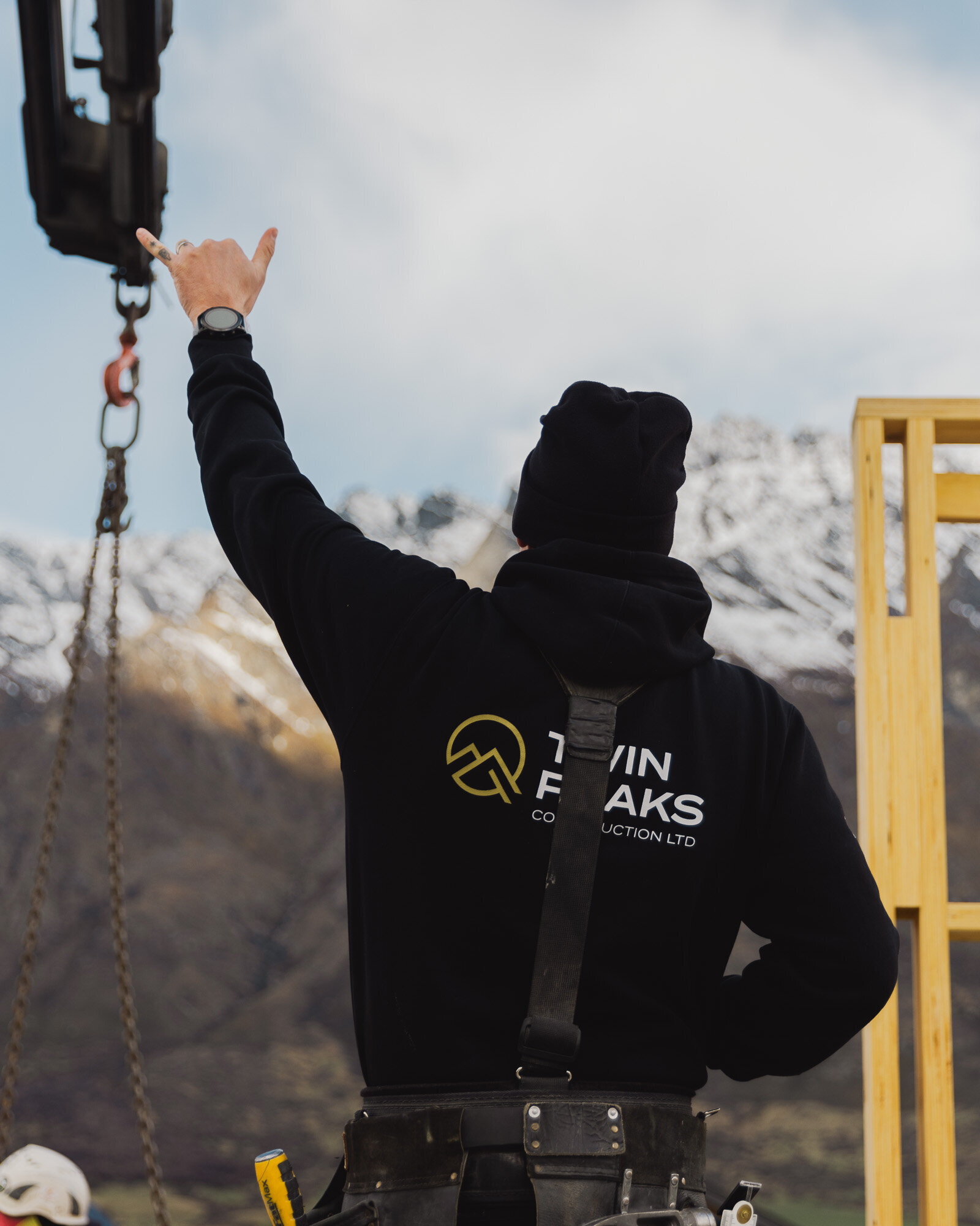 The Twin Peaks Construction builders hard at work on a house build site in Hanleys Farm Queenstown.
